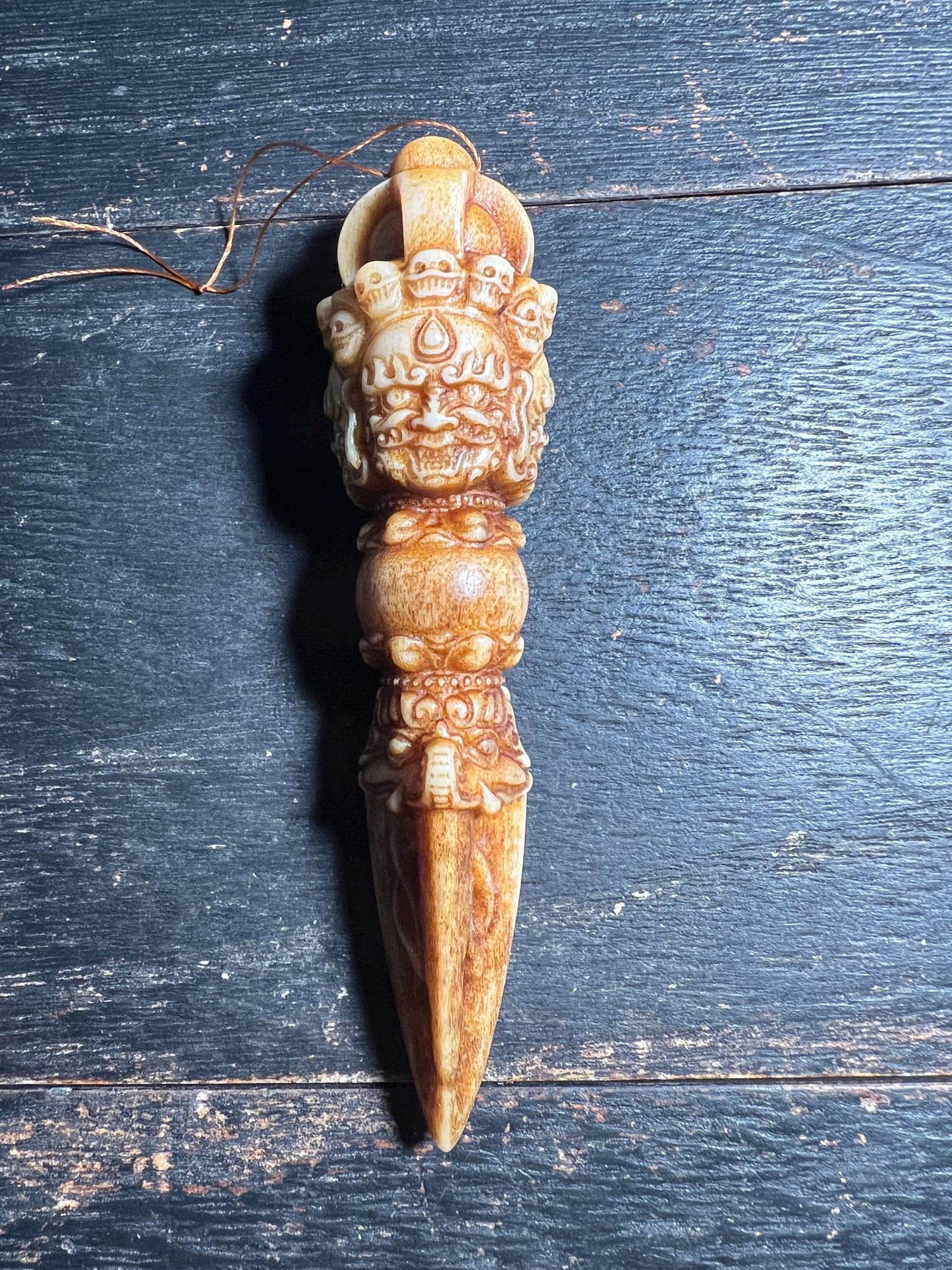 Hand-Carved Antler Phurpa Dagger | Tibetan Ritual Kila Dagger | Deer Antler Vajrakilaya Amulet | Himalayan Shamanic Tool | Unique Bone Talis