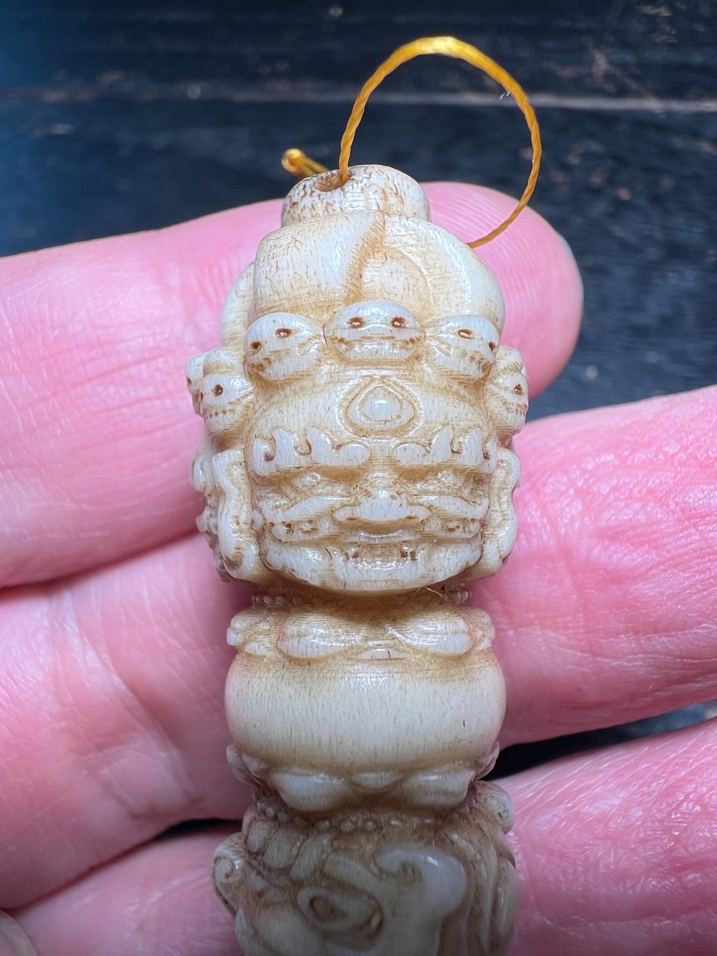 Deer Antler Phurpa Amulet – 6 cm Tibetan Ritual Kila Dagger, Vajrakilaya Protection Talisman, Shamanic Tool from Himalaya