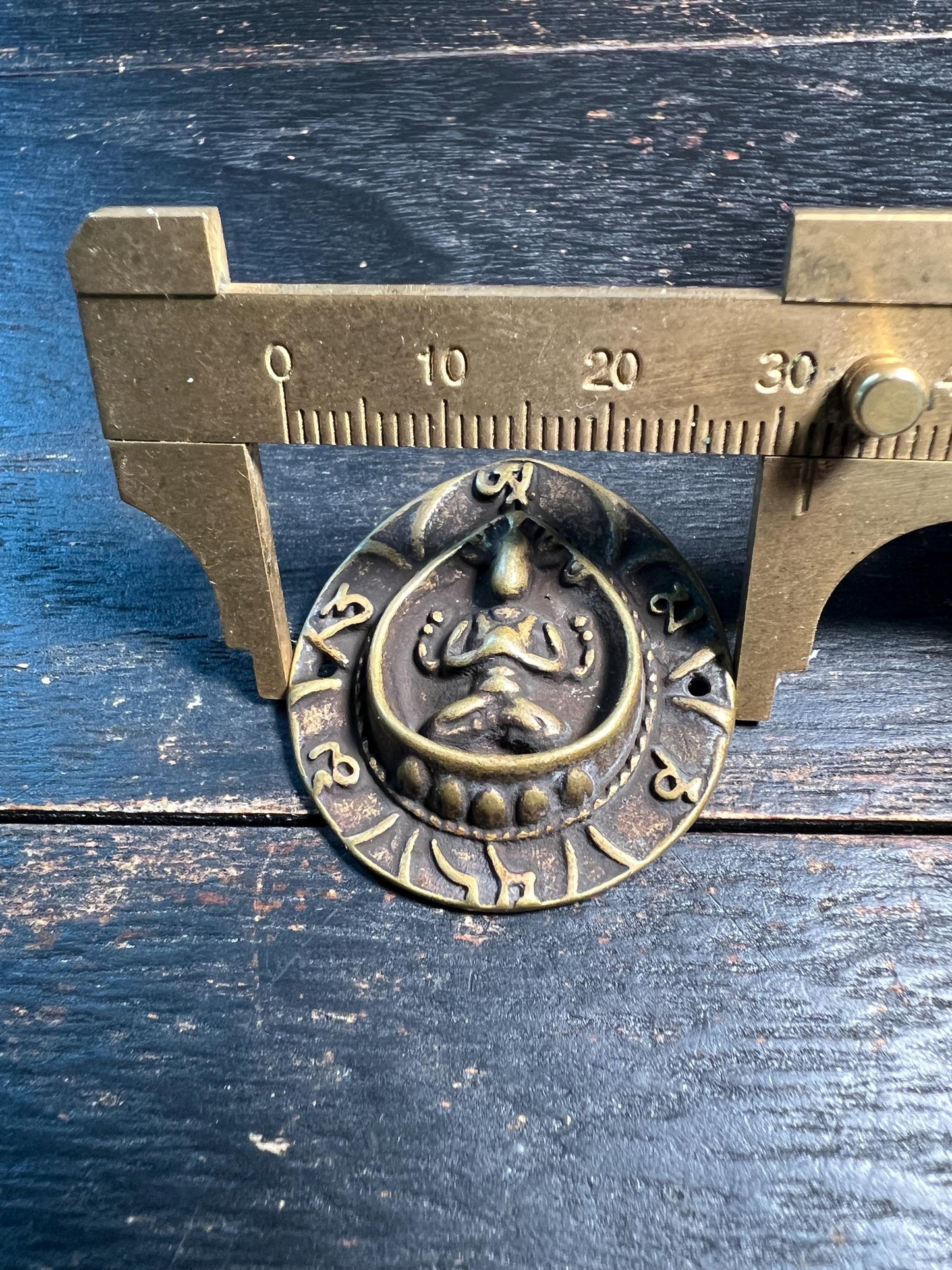 Vintage Tibetan Brass Kwan Yin Amulet | Four-Walled Avalokiteshvara Pendant | Buddhist Protection Talisman