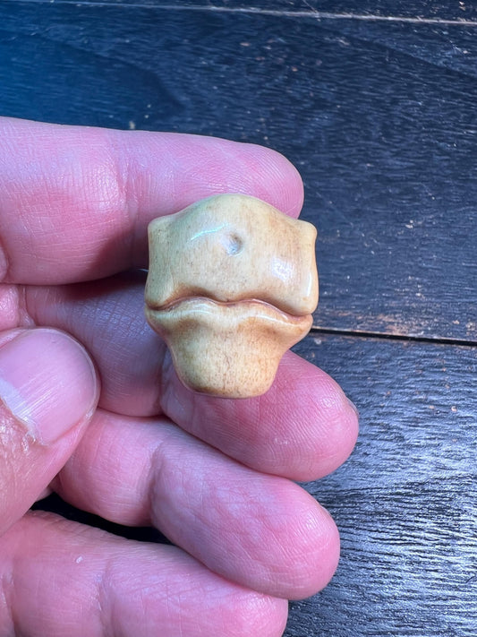 Hand-Carved Tibetan Yak Bone Guru Bead | Unique “Shark Back” Mala Focal Bead | Authentic Buddhist Prayer Bead Component