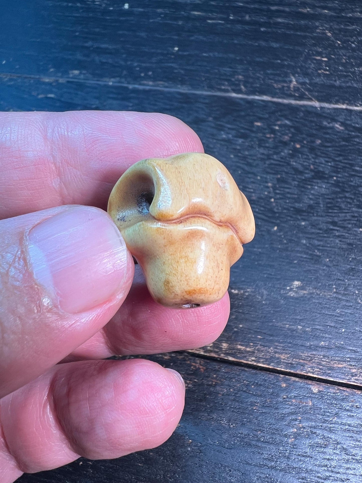 Hand-Carved Tibetan Yak Bone Guru Bead | Unique “Shark Back” Mala Focal Bead | Authentic Buddhist Prayer Bead Component