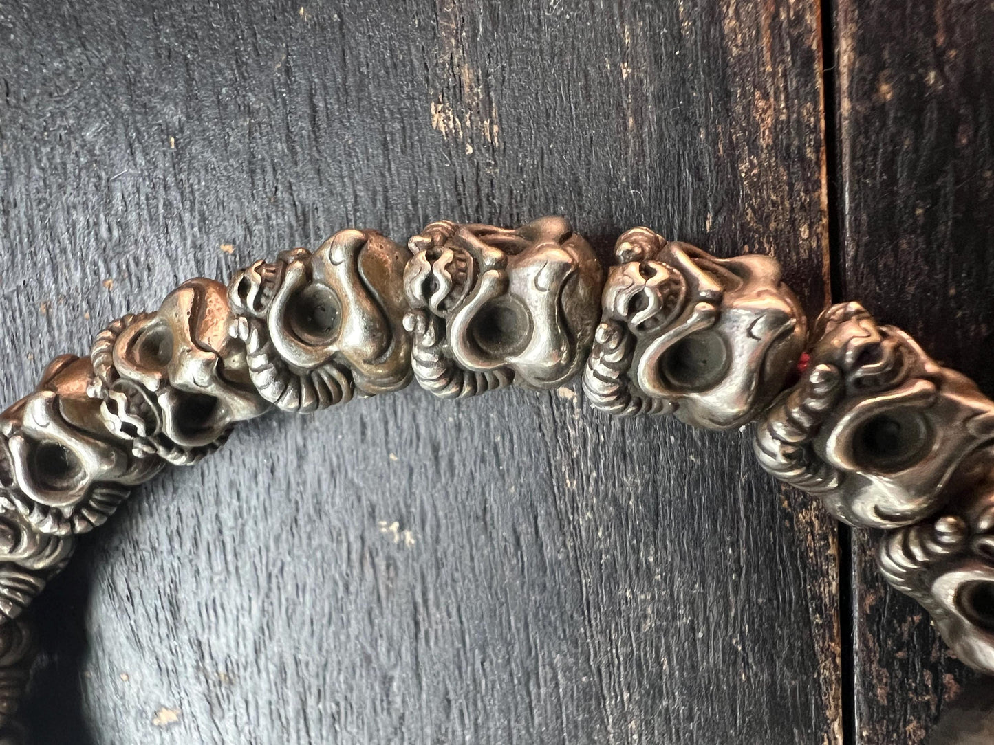 White Brass Garuda Skull Ritual Bracelet | Tibetan Buddhist Meditation Mala | Handcrafted Vajra Amulet for Protection | Himalayan Spiritual