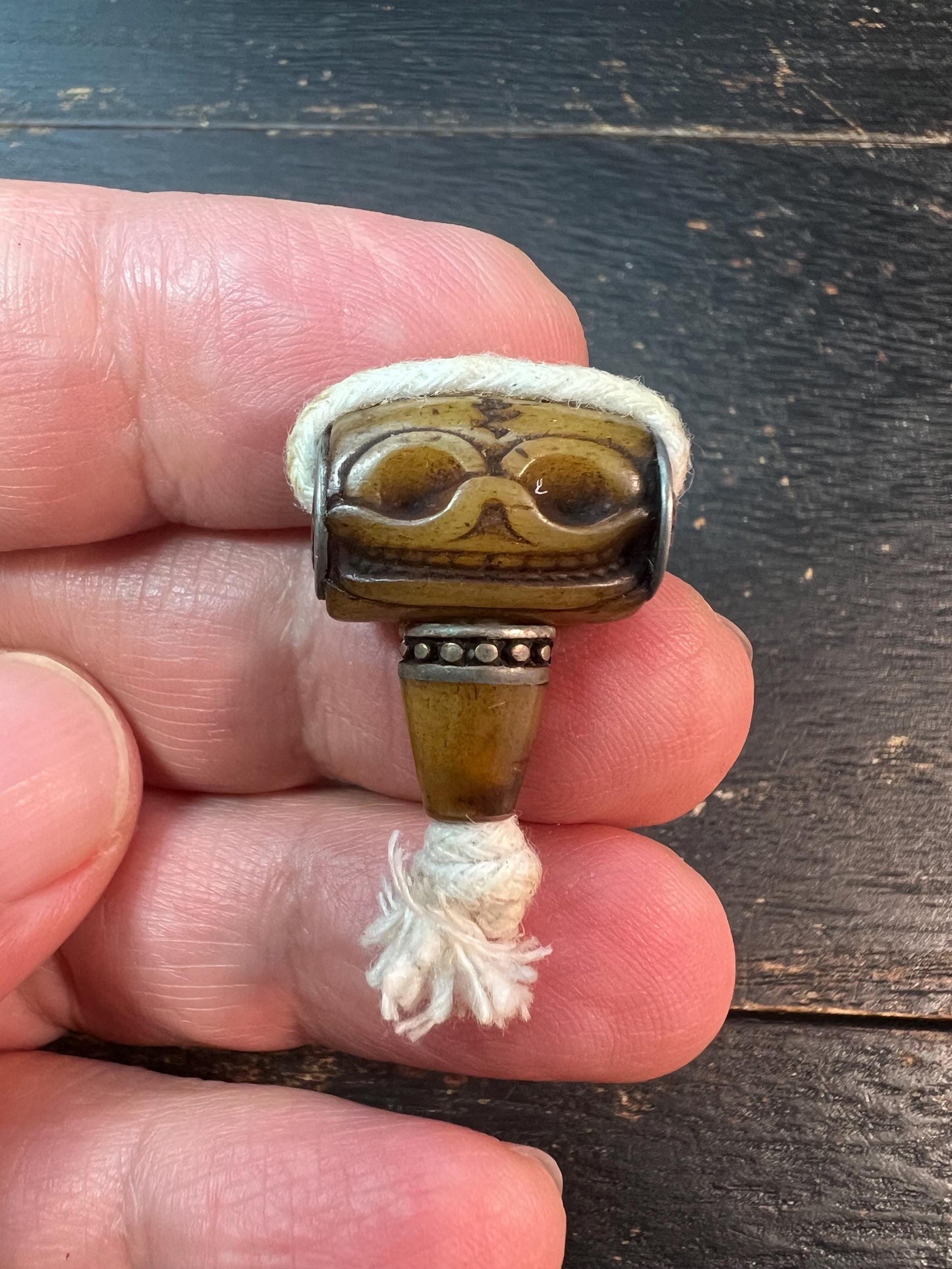 Hand-Carved Yak Bone Skull Guru Bead | Tibetan Mala Connector | Symbol of Impermanence & Protection