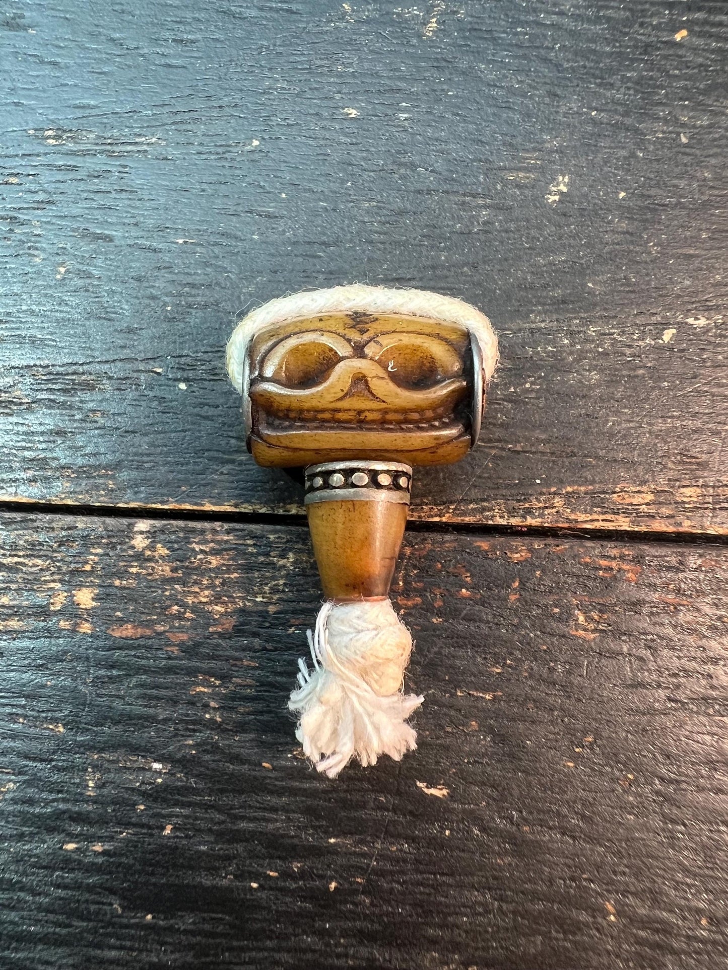 Hand-Carved Yak Bone Skull Guru Bead | Tibetan Mala Connector | Symbol of Impermanence & Protection