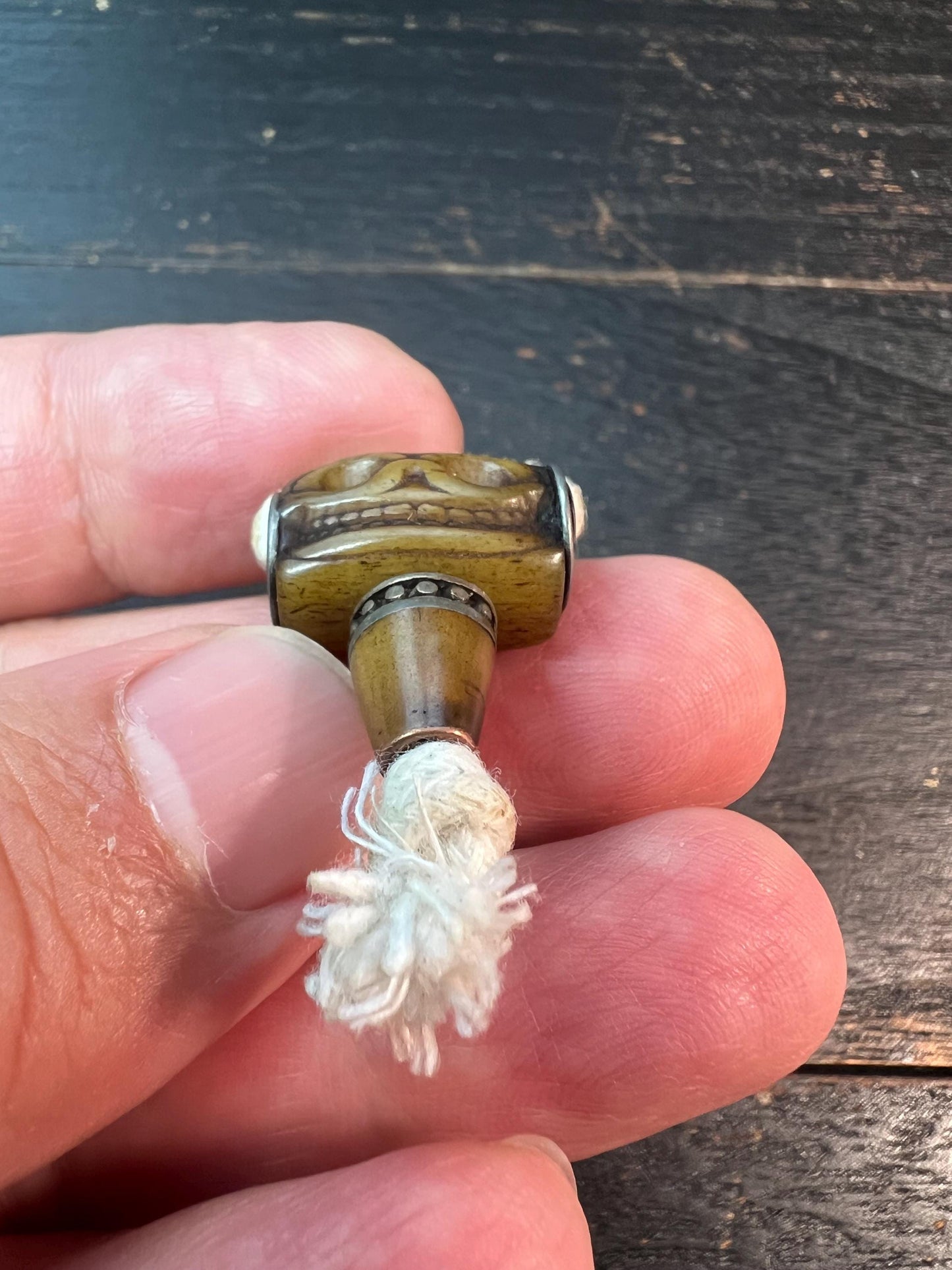 Hand-Carved Yak Bone Skull Guru Bead | Tibetan Mala Connector | Symbol of Impermanence & Protection