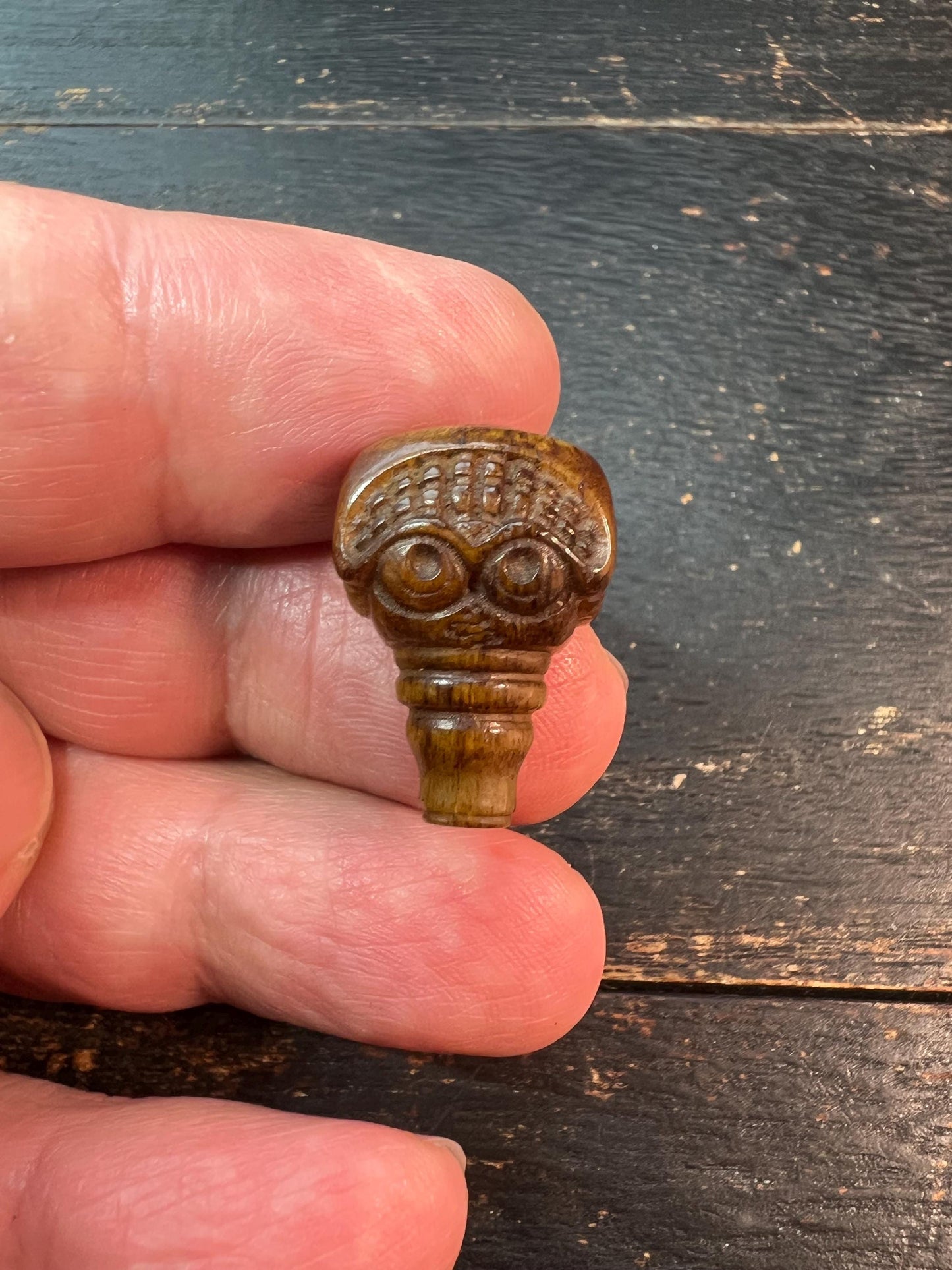 Tibetan Camel Bone Citipati Skull Guru Bead – Three-Way Connector, Hand-Carved