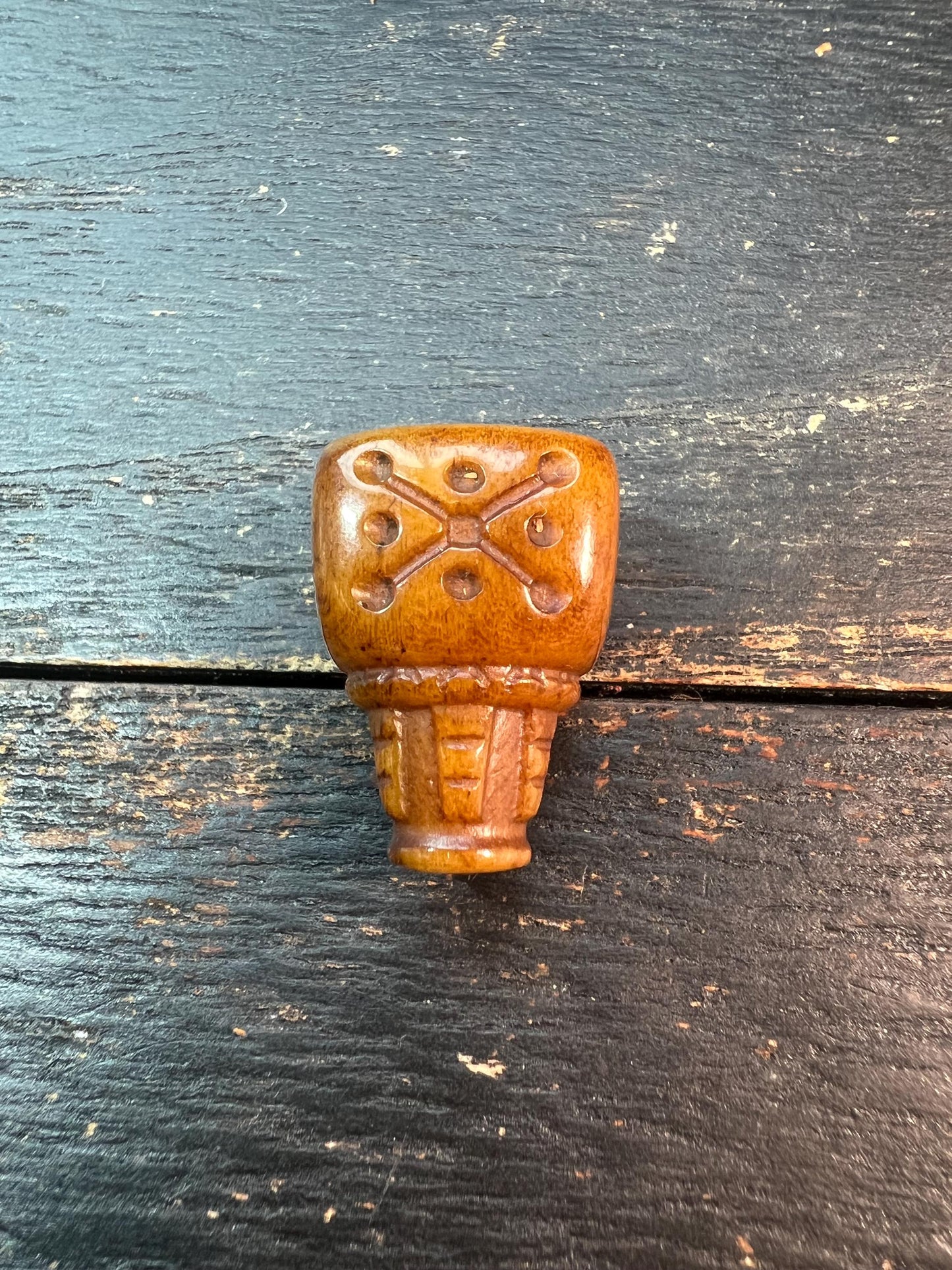 Tibetan Yak Bone Three-Way Guru Bead – Hand-Carved Mantra Dot Pattern