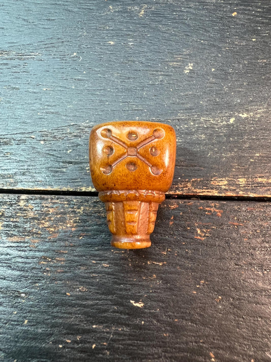 Tibetan Yak Bone Three-Way Guru Bead – Hand-Carved Mantra Dot Pattern