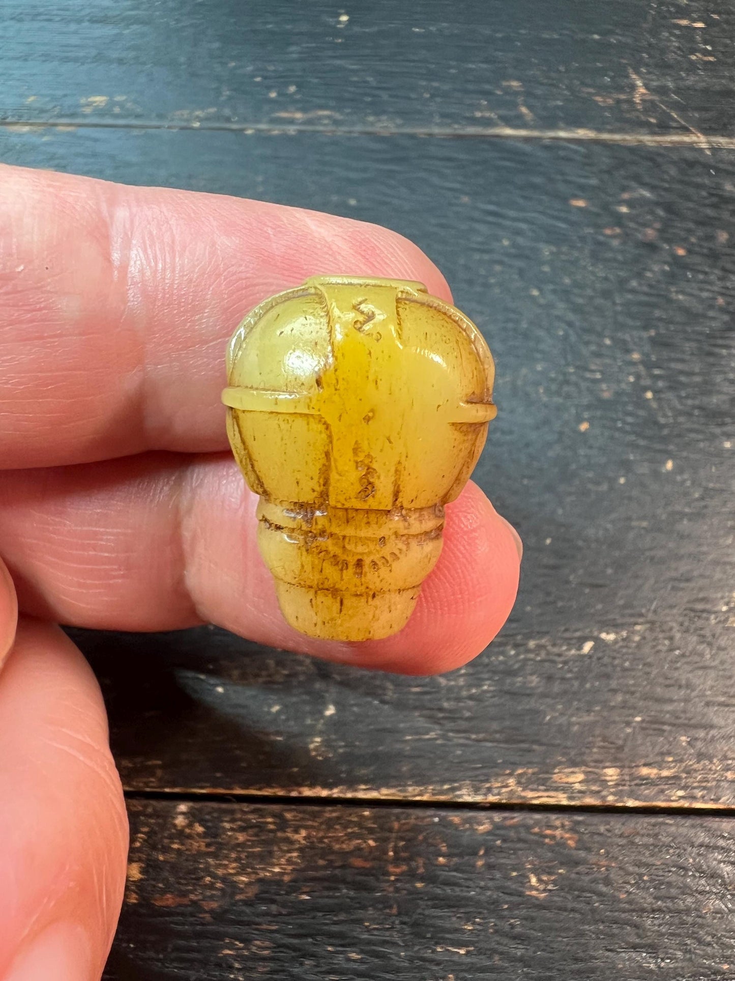 Artisan Camel Bone Guru Bead – Tibetan Style, Geometric or Symbolic Carving