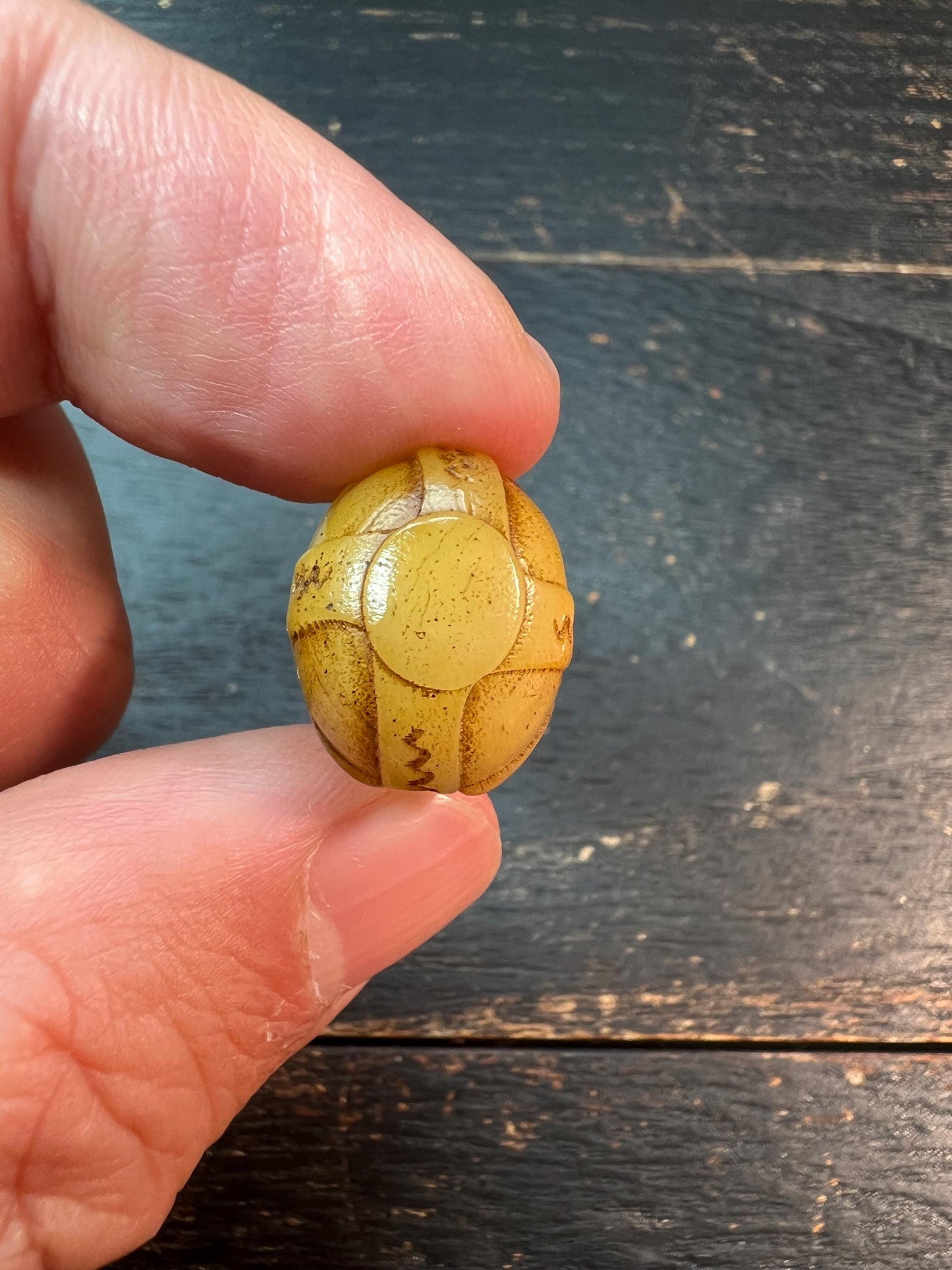 Artisan Camel Bone Guru Bead – Tibetan Style, Geometric or Symbolic Carving