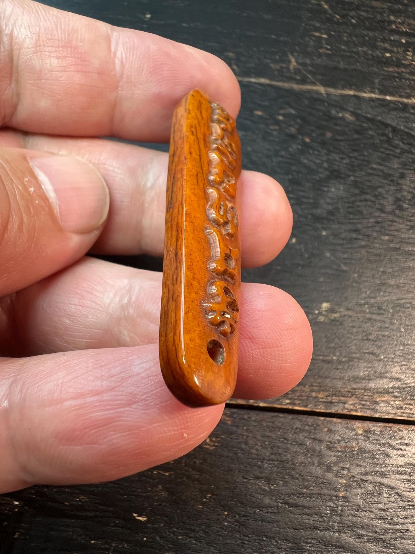 Tibetan Yak Bone Pendant – Hand-Carved Six-Syllable Mantra (“Om Mani Padme Hum”)