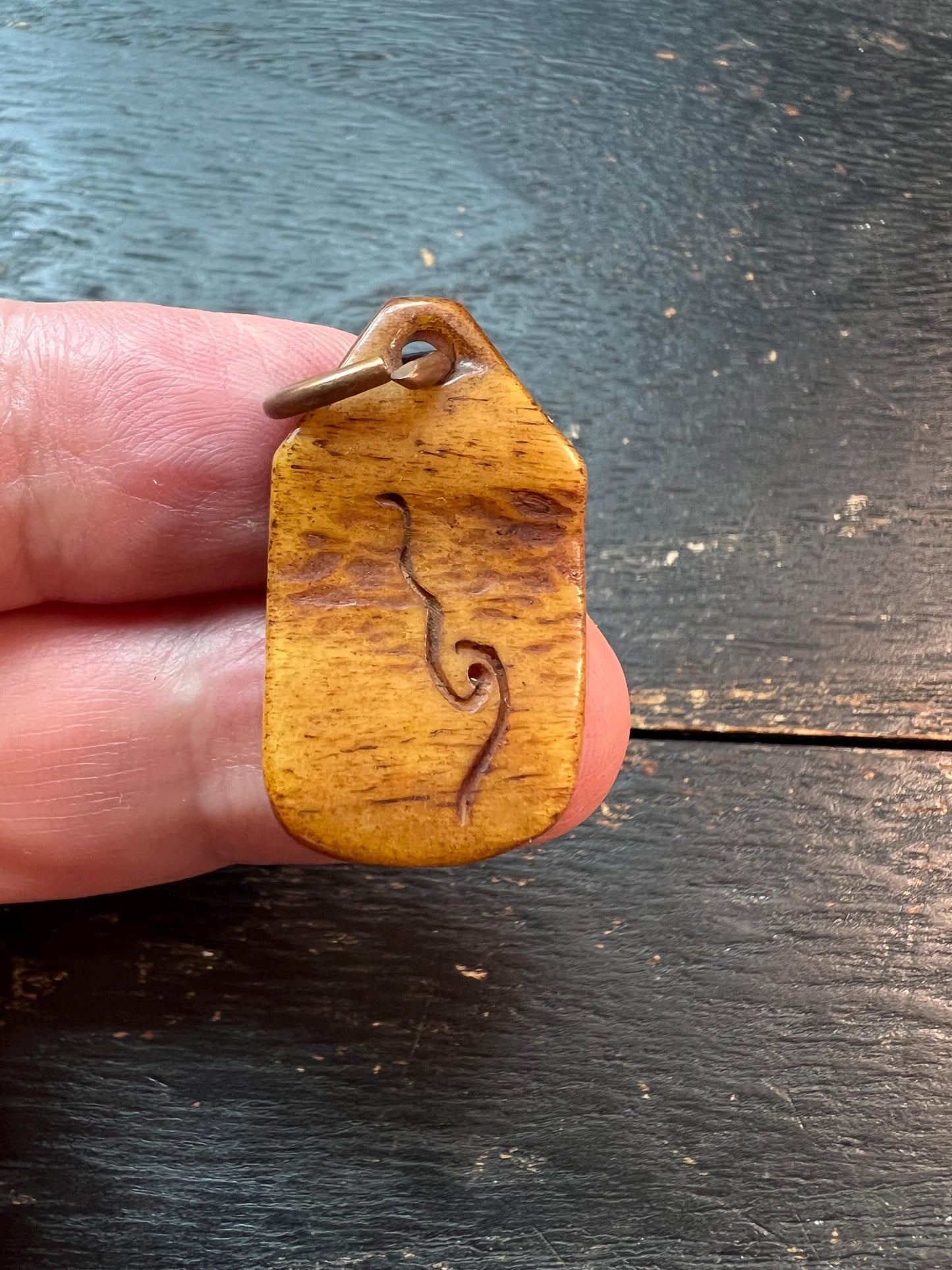 Handmade Nepal Tibet Buddhist Yak Bone Pendant – Carved Symbol Talisman Ornament – Unique Spiritual Jewelry