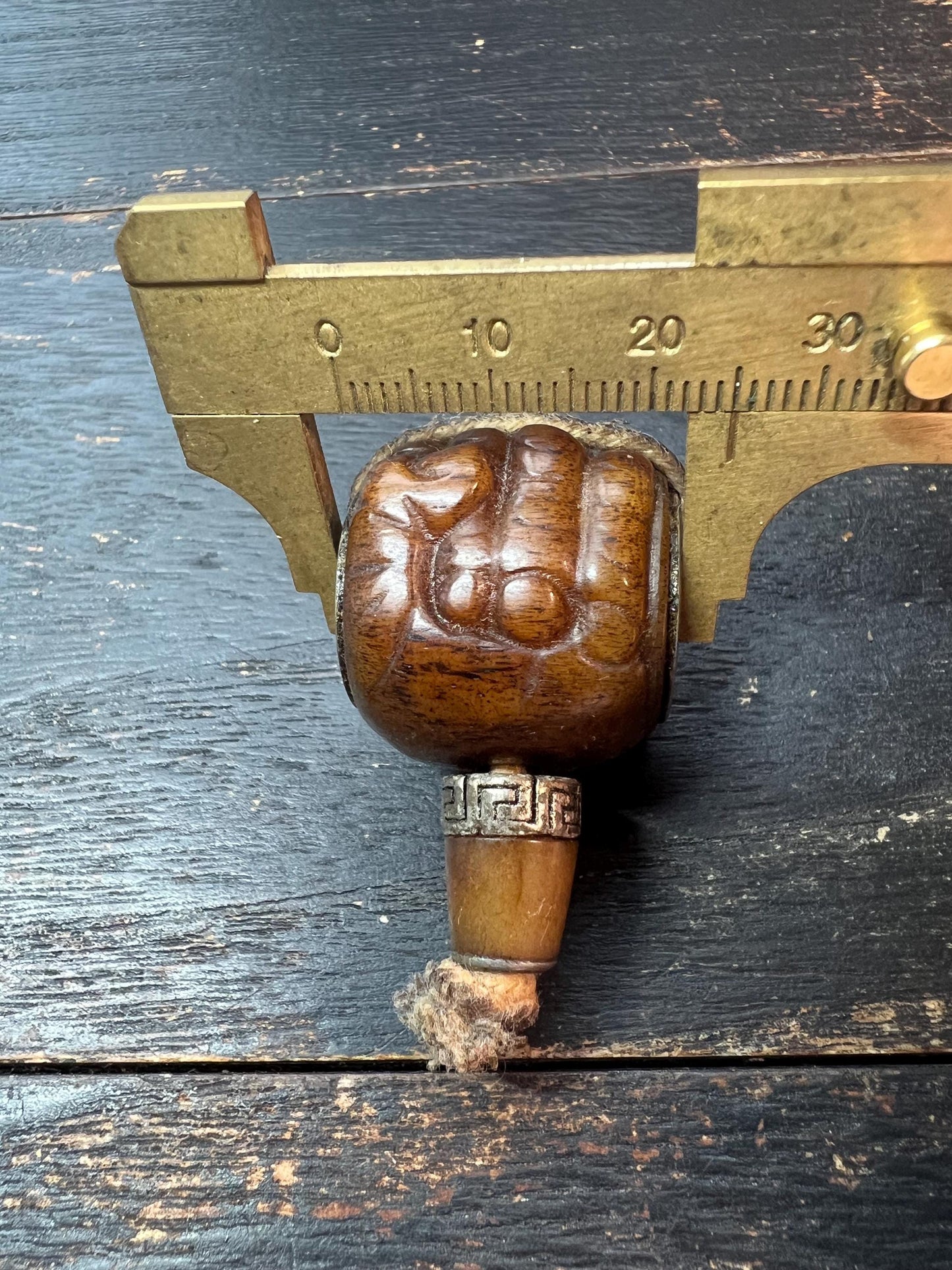 Hand-Carved Yak Bone Fist Guru Bead | Tibetan Mala Connector | Protection & Strength Symbol