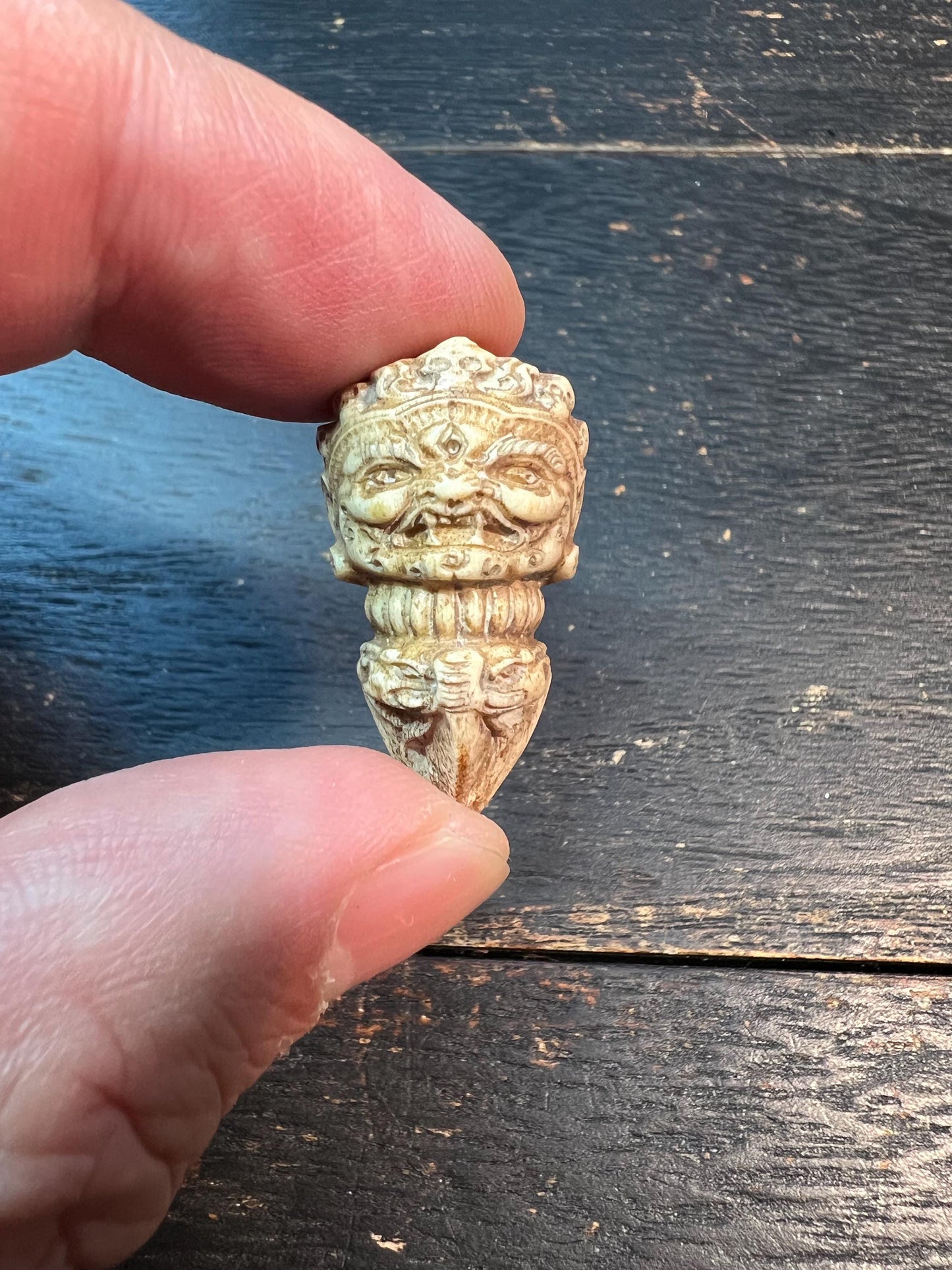Nepal Tibet Hand-Carved Deer Antler Phurba | Vajrakila Dagger | Buddhist Ritual Talisman | Tribal Amulet Pendant