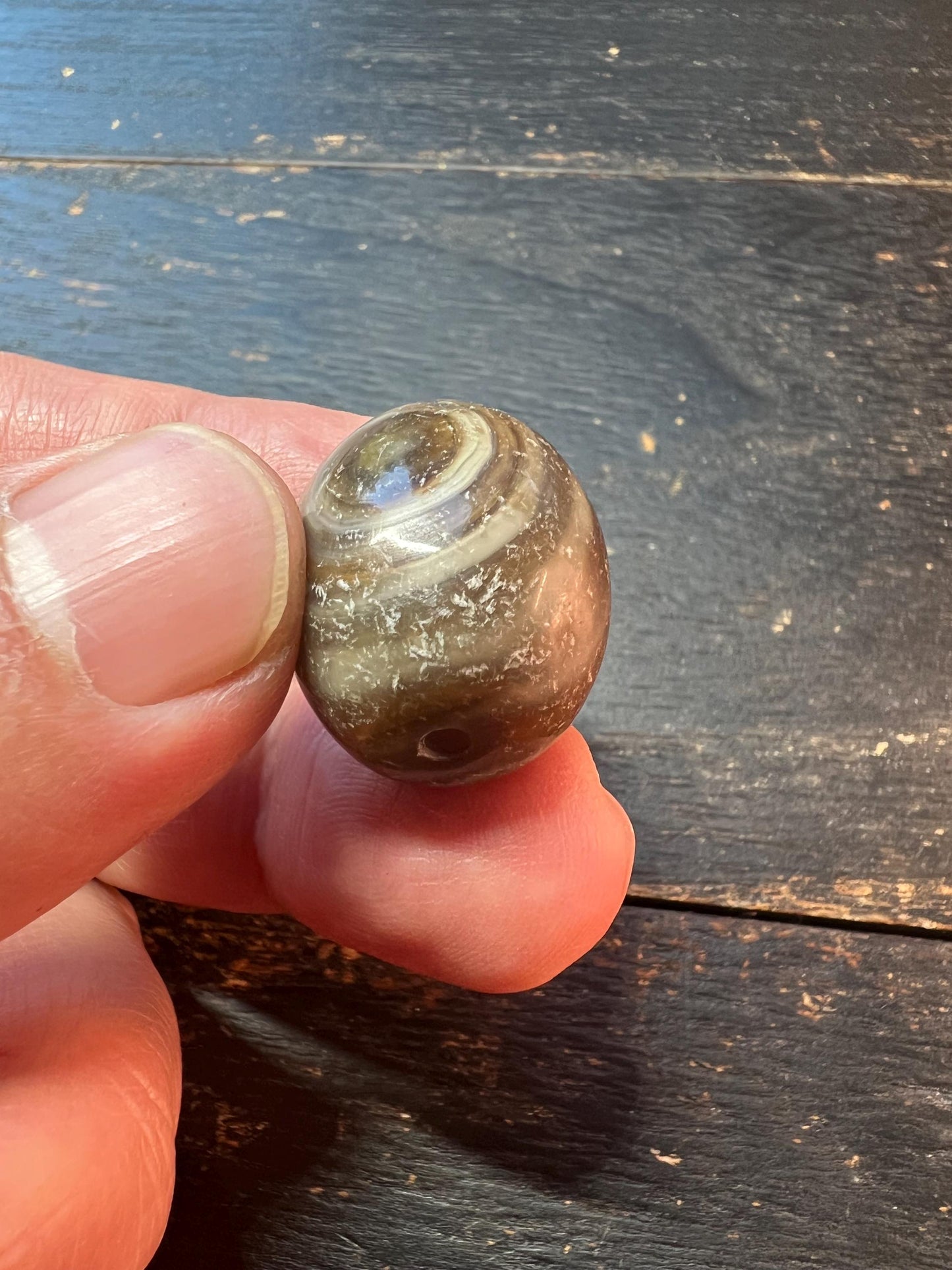 Tibetan Round Agate Bead | Natural Dzi-Style Antique Gemstone | Handmade Buddhist Meditation Talisman