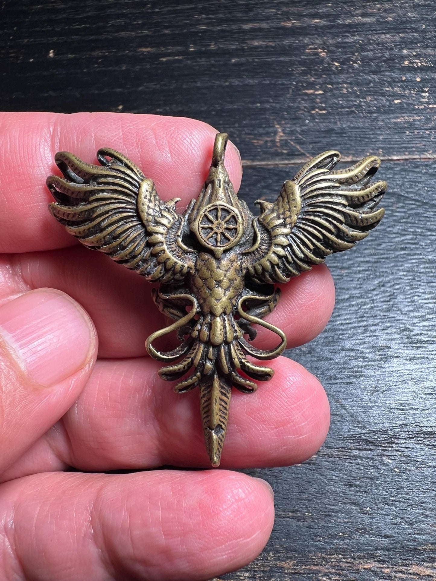 Garuda Vajra Amulet Pendant | Tibetan Protector Talisman | Vintage-Style Copper Buddhist Jewelry