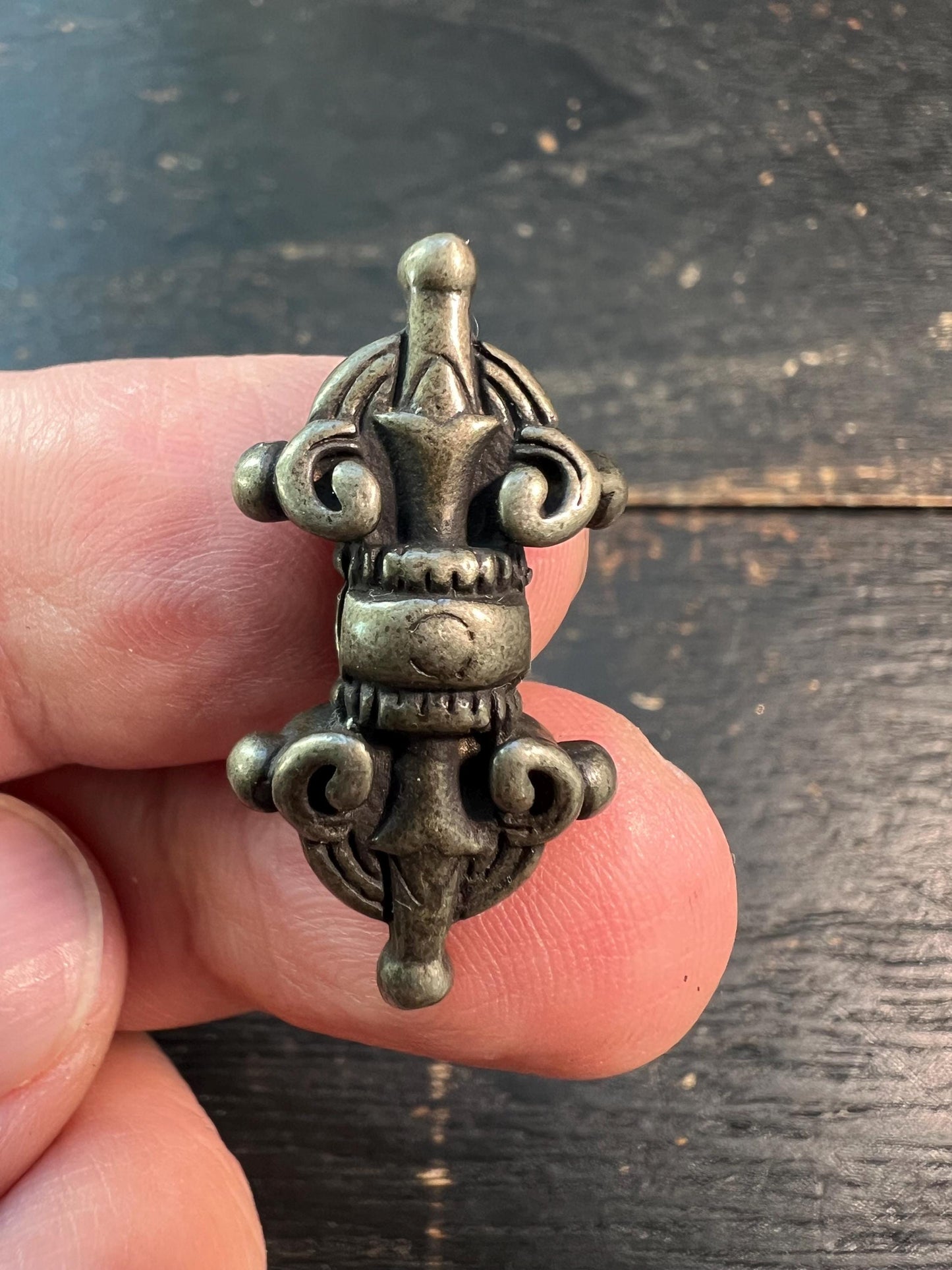 Handmade Tibetan Brass Vajra Amulet for Prayer Bead, Mala Pendant, Buddhist Protection Charm