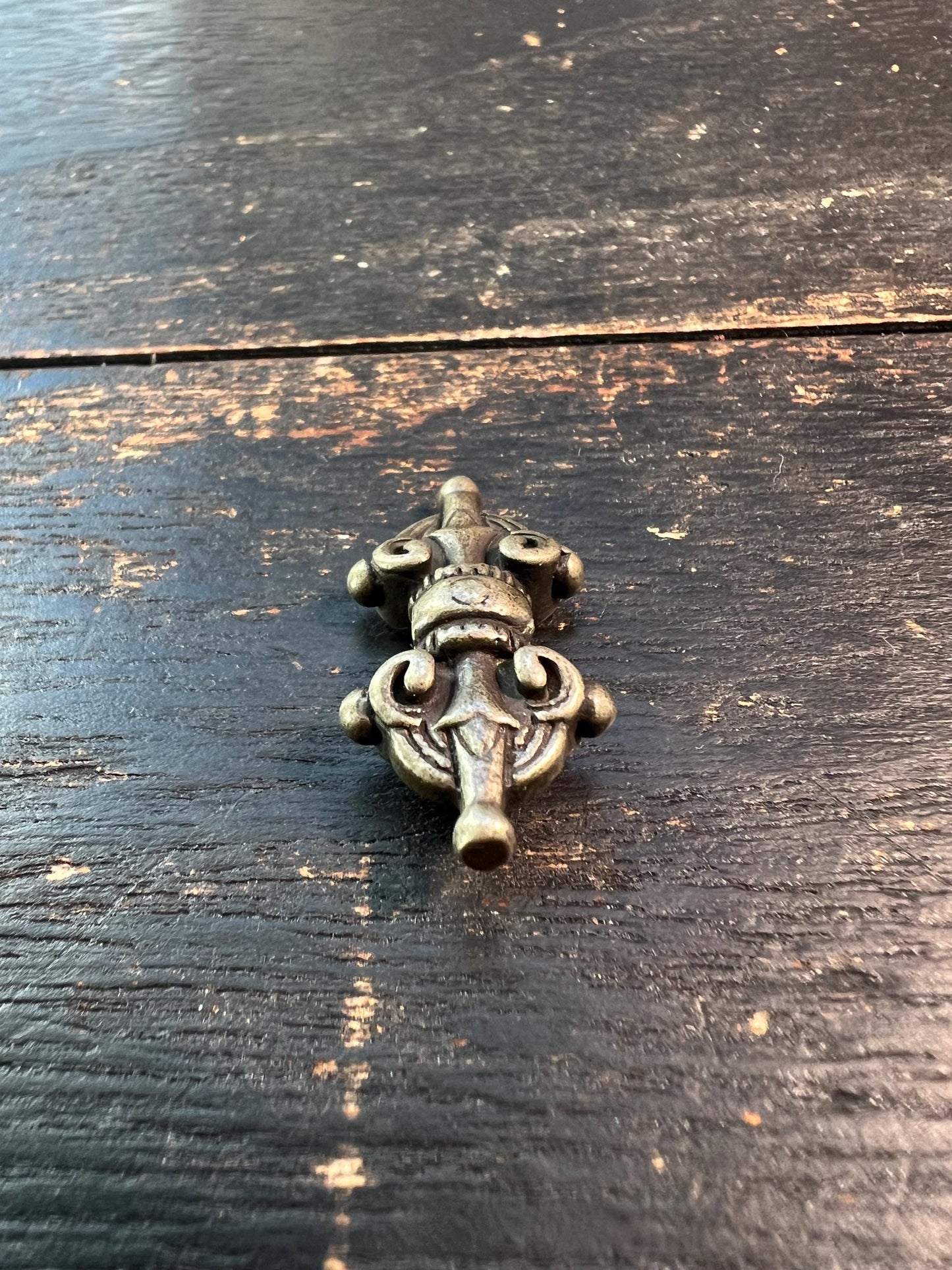 Handmade Tibetan Brass Vajra Amulet for Prayer Bead, Mala Pendant, Buddhist Protection Charm