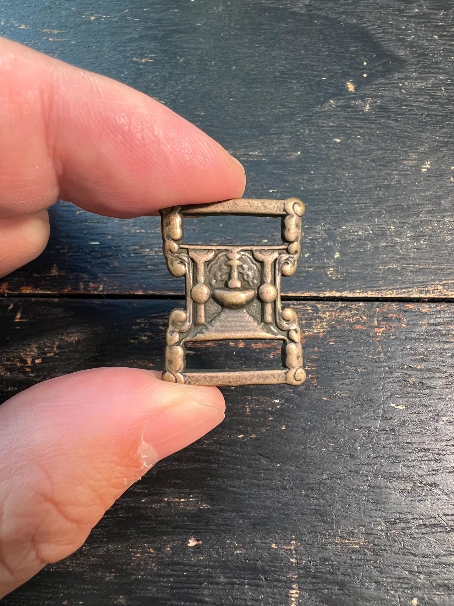 Tibetan Buddhism Pagoda Scriptural Buckle | Antique Iron Book Clasp | Stupa & Treasure Vase Symbol | Ritual Tool