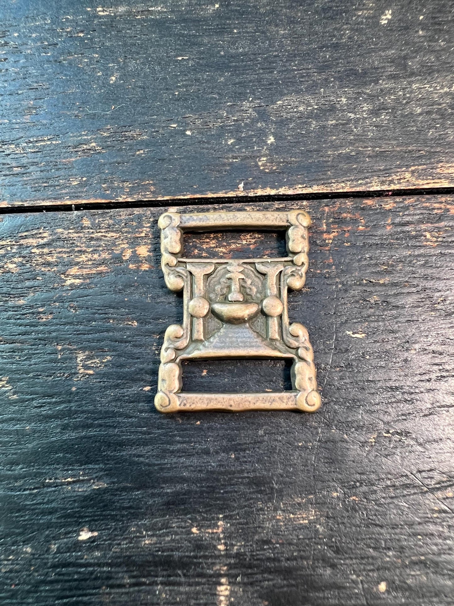 Tibetan Buddhism Pagoda Scriptural Buckle | Antique Iron Book Clasp | Stupa & Treasure Vase Symbol | Ritual Tool