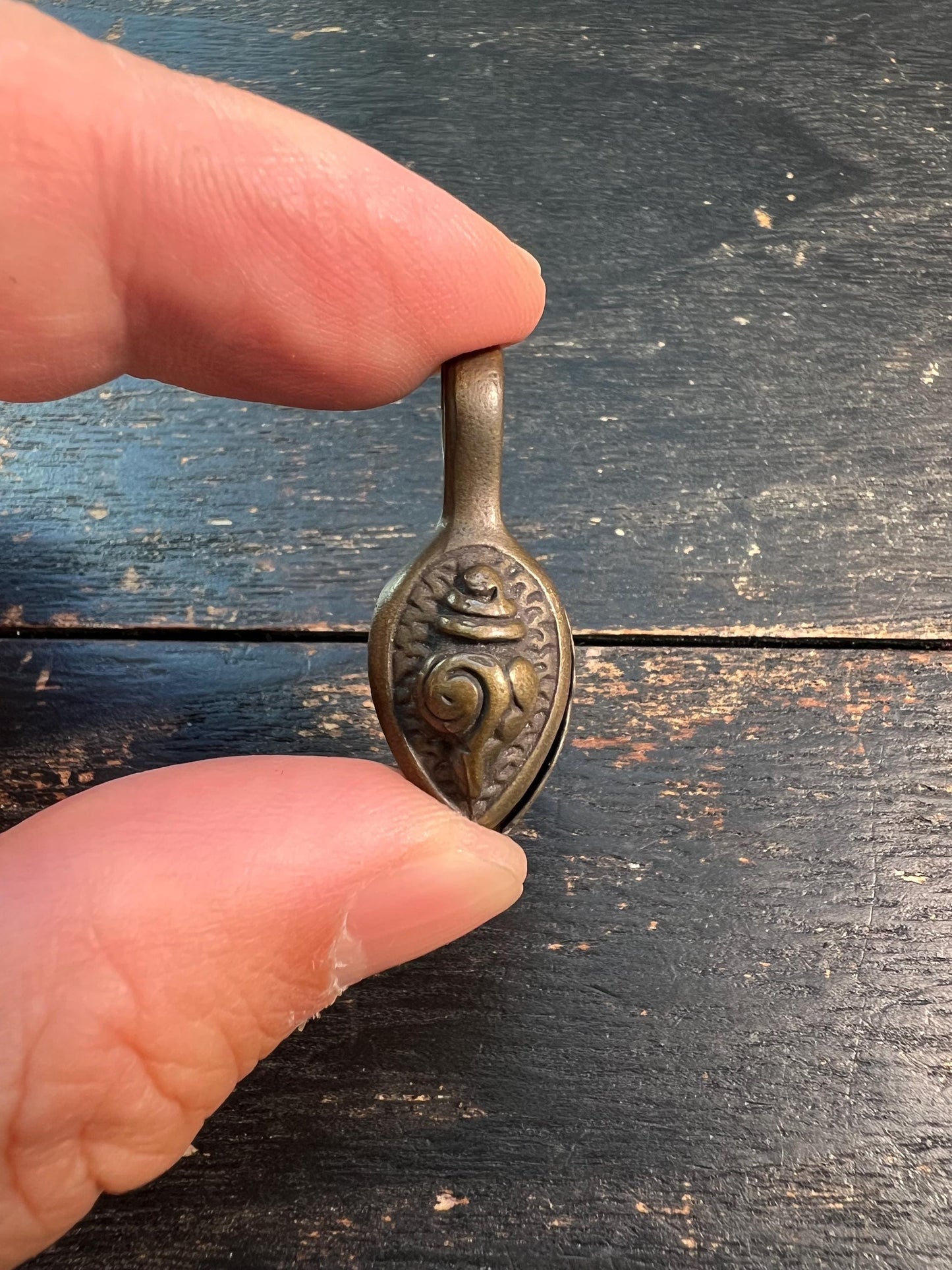 Handmade Tibetan Brass Conch Amulet Pendant | Dungkar Mala Guru Bead | Buddhist Auspicious Symbol