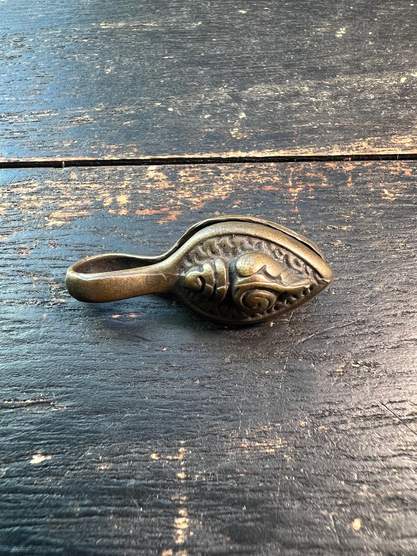 Handmade Tibetan Brass Conch Amulet Pendant | Dungkar Mala Guru Bead | Buddhist Auspicious Symbol