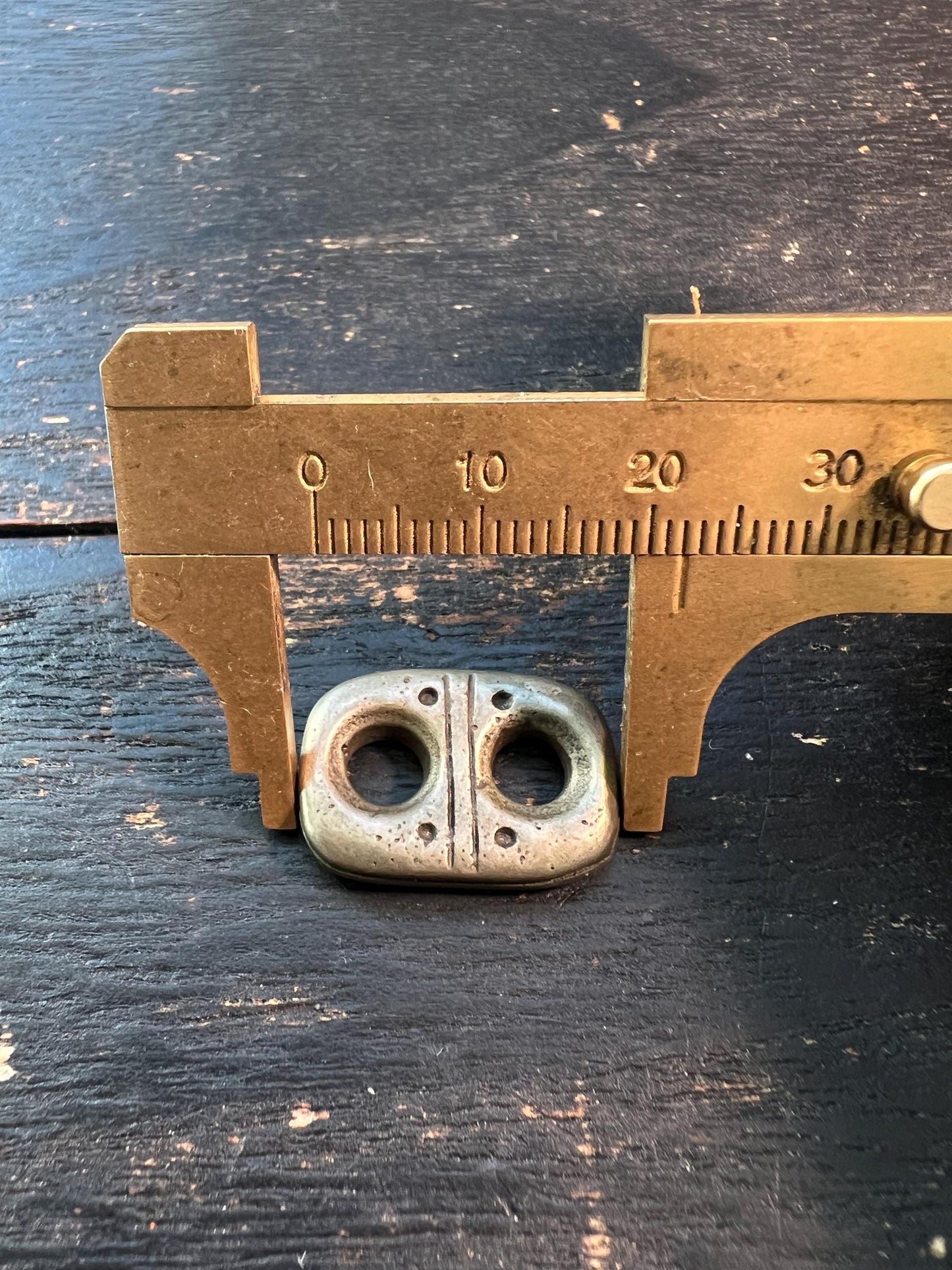 Tibetan Brass Double Hole Slider Pendant | Handmade Ethnic Connector Bead | 3 Colors Available | Mala & Jewelry Making Supply