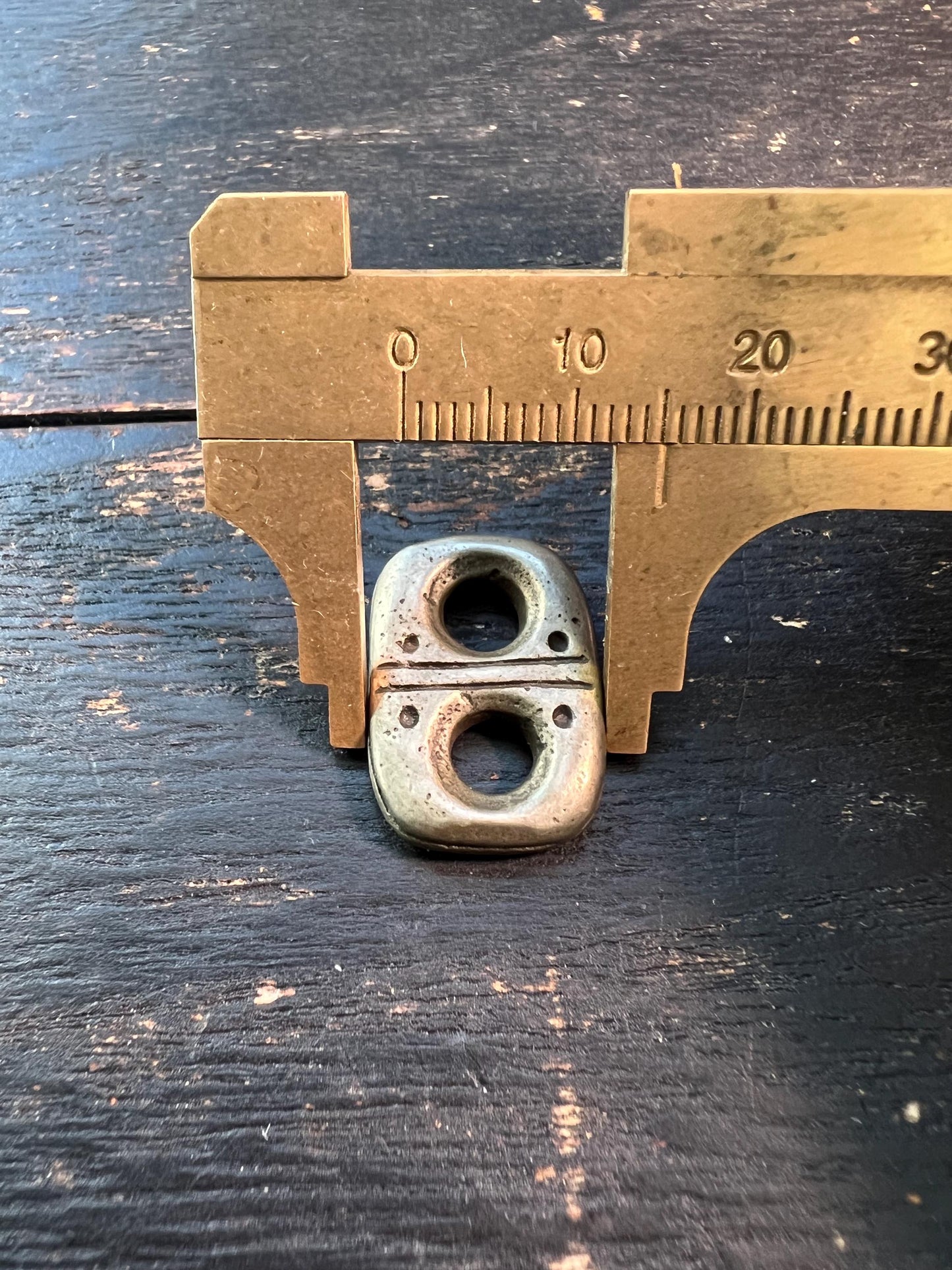 Tibetan Brass Double Hole Slider Pendant | Handmade Ethnic Connector Bead | 3 Colors Available | Mala & Jewelry Making Supply