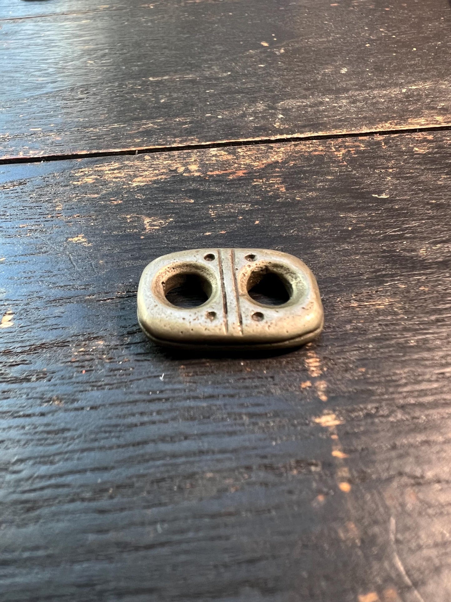 Tibetan Brass Double Hole Slider Pendant | Handmade Ethnic Connector Bead | 3 Colors Available | Mala & Jewelry Making Supply