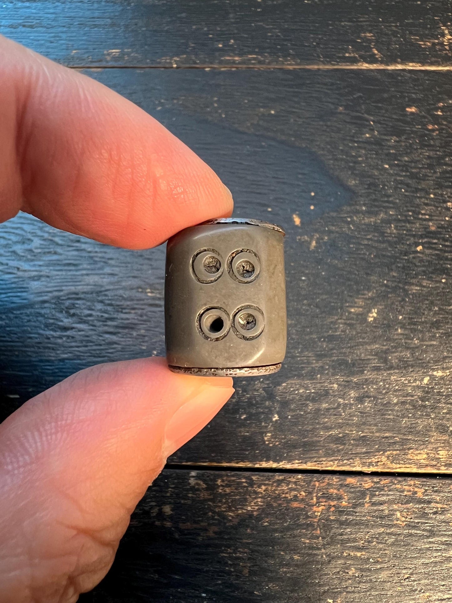 Handmade Nepalese Square Glass Dice-Style Spacer Bead – Rustic Iron Core Beads for Mala & Jewelry Making