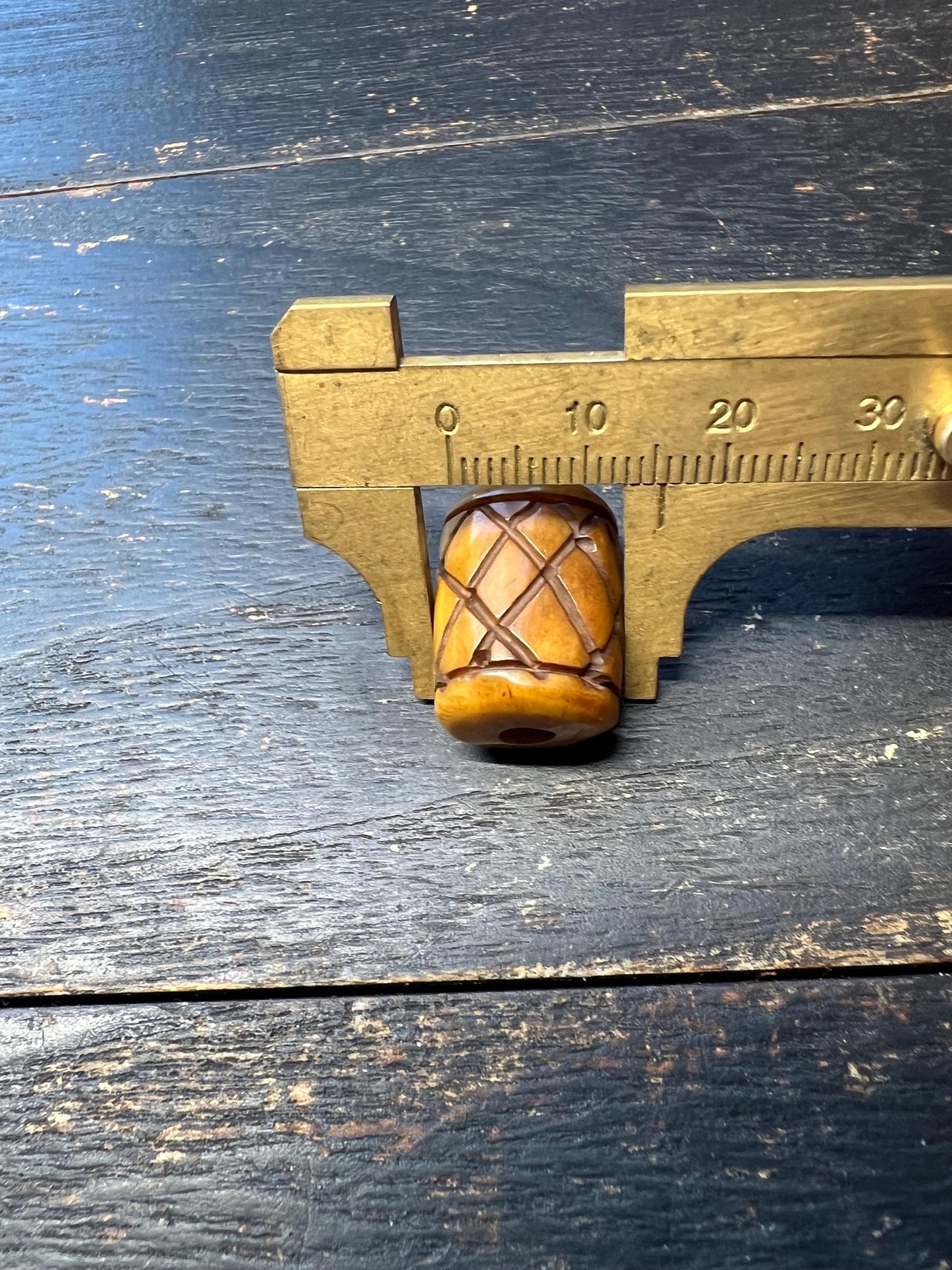 Hand-Carved Tibetan Yak Bone Barrel Bead | Nepal Buddhist Mala Spacer | Vintage Prayer Bead