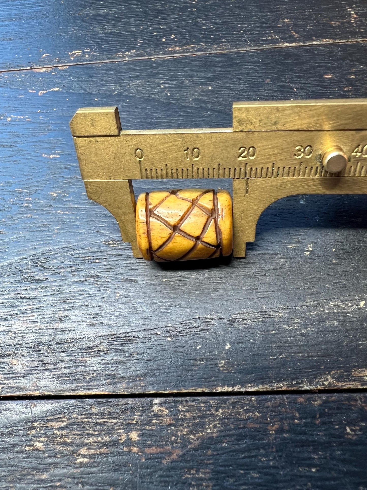 Hand-Carved Tibetan Yak Bone Barrel Bead | Nepal Buddhist Mala Spacer | Vintage Prayer Bead