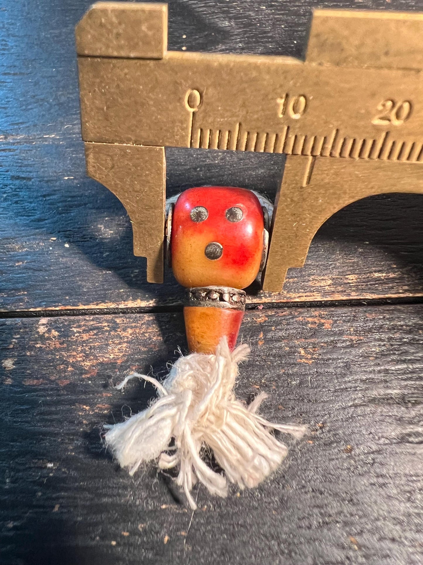 Hand-Carved Nepal Tibet Buddhist Camel Bone Guru Bead – Silver Embedded Dice Mala Prayer Bead – Unique Tibetan Amulet