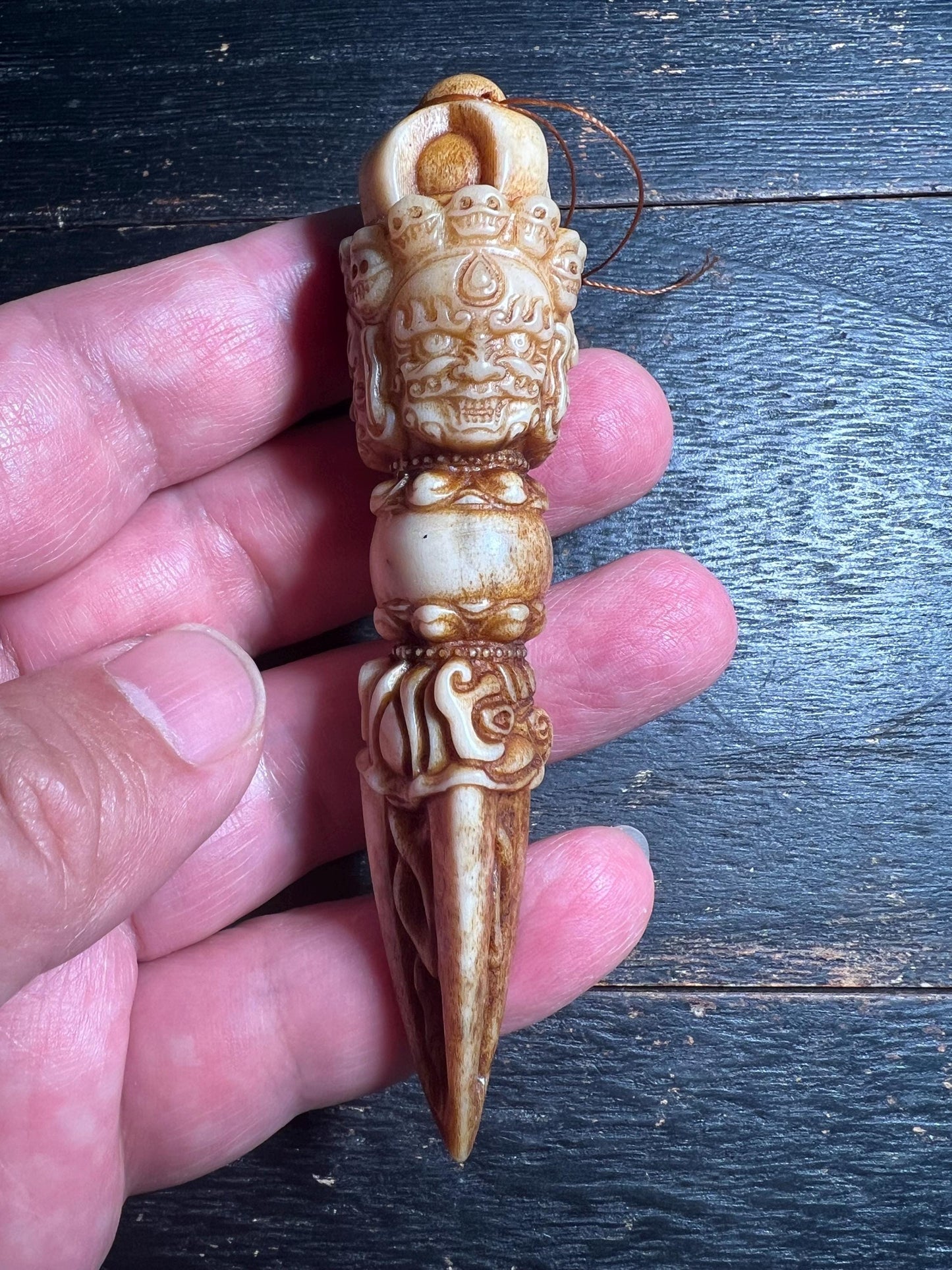 Hand-Carved Antler Phurpa Dagger | Tibetan Ritual Kila Dagger | Deer Antler Vajrakilaya Amulet | Himalayan Shamanic Tool | Unique Bone Talis