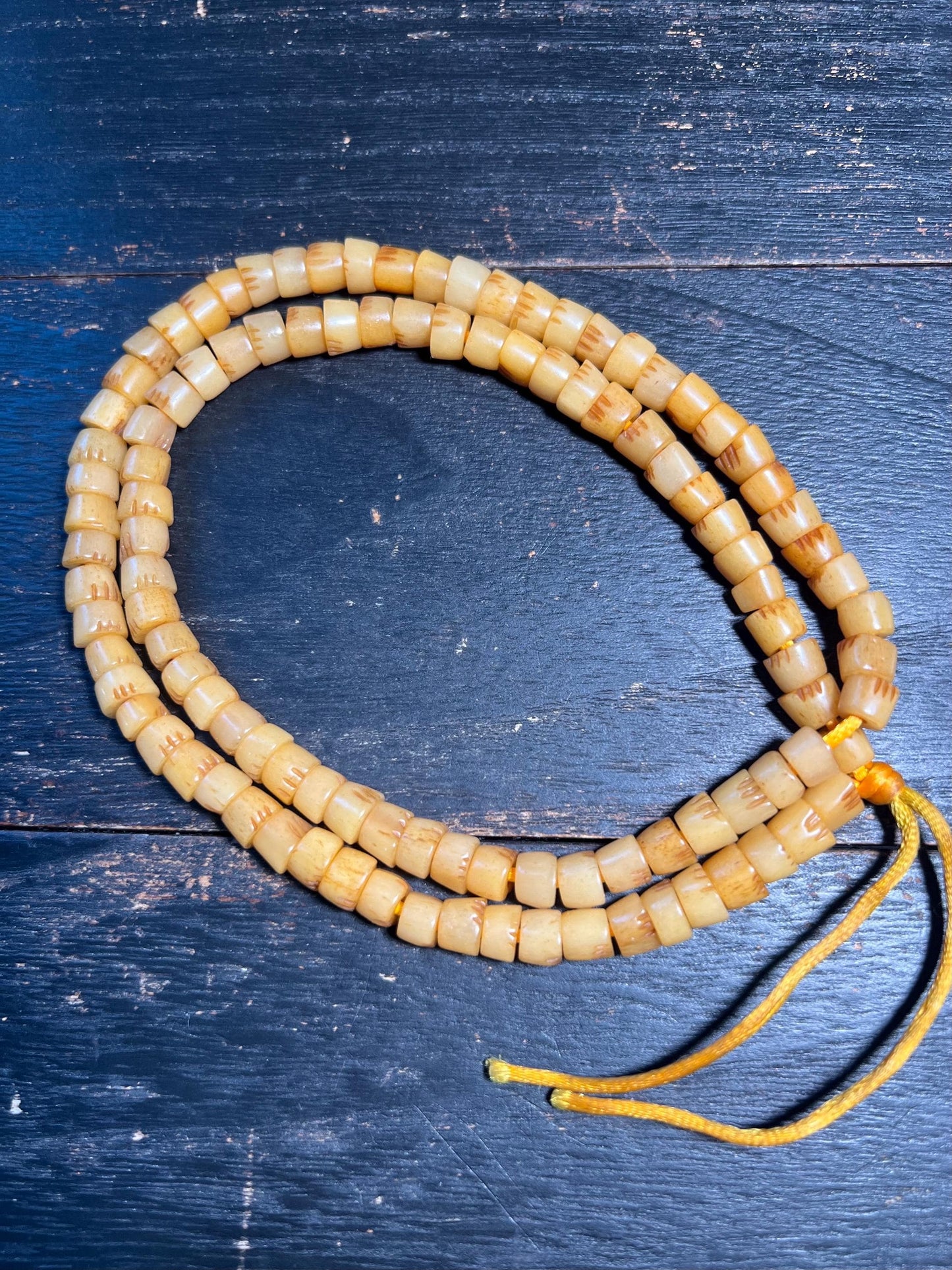 108 Beads Tibetan Yak Bone Mala – Handmade Buddhist Prayer Beads, Meditation Necklace, Authentic Tibetan Amulet, Men & Women