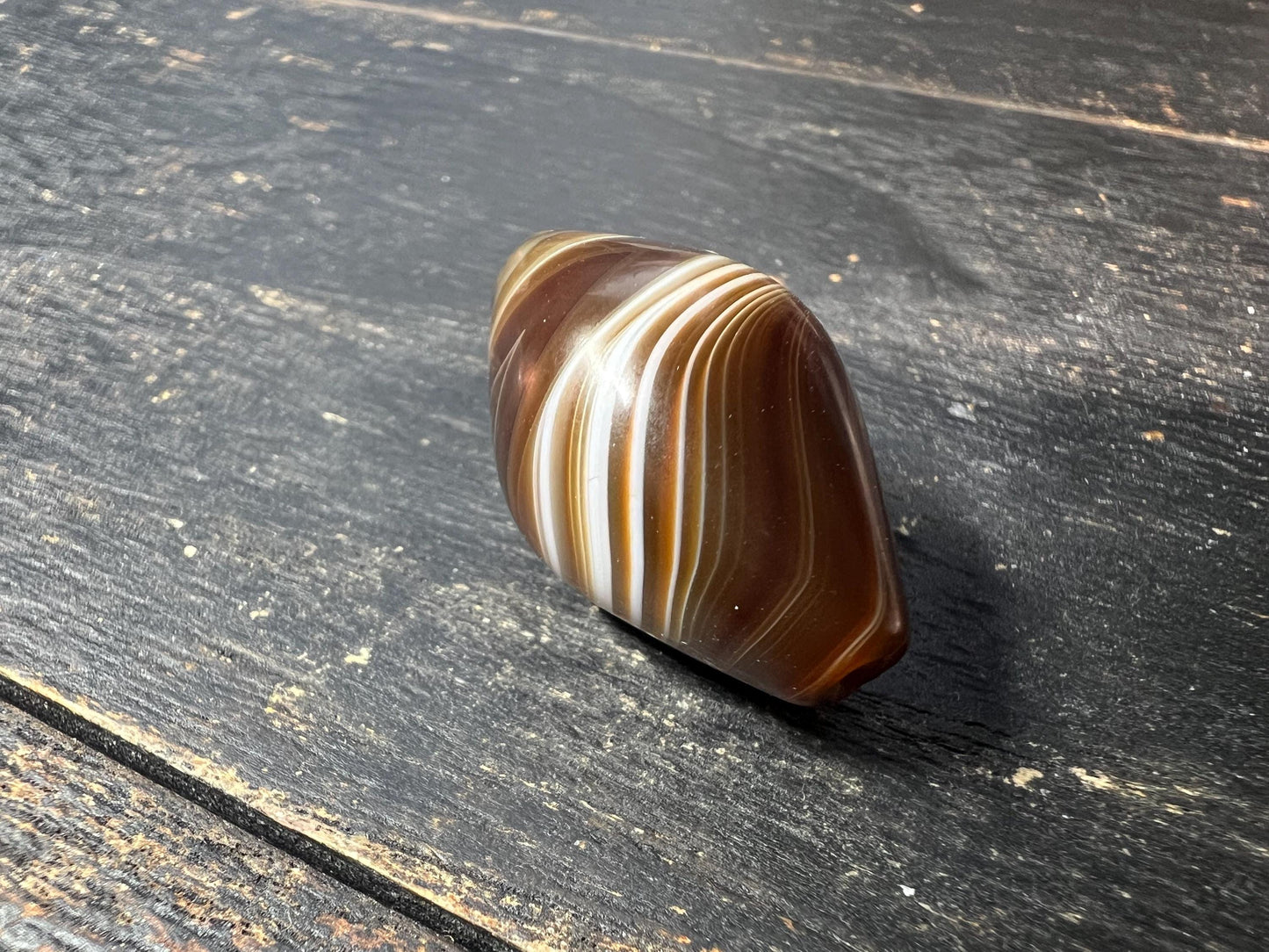 Nepal Tibet Buddhist Dzi Shaped Banded Agate Medicine Bead, Himalayan Spiritual Amulet, Antique Healing Talisman