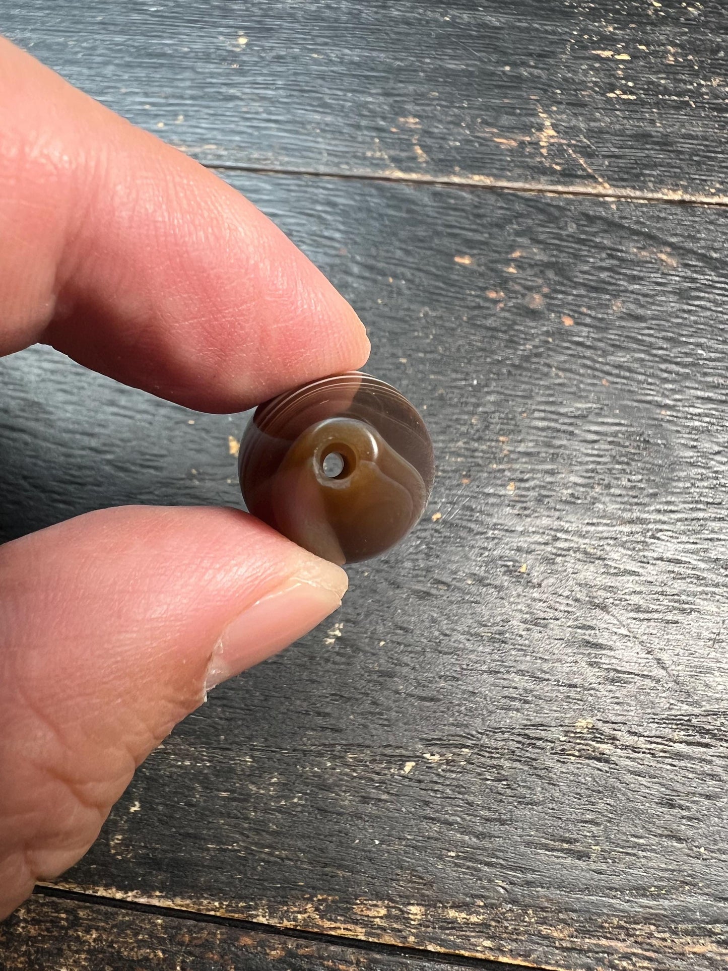 Nepal Tibet Buddhist Dzi Shaped Banded Agate Medicine Bead, Himalayan Spiritual Amulet, Antique Healing Talisman