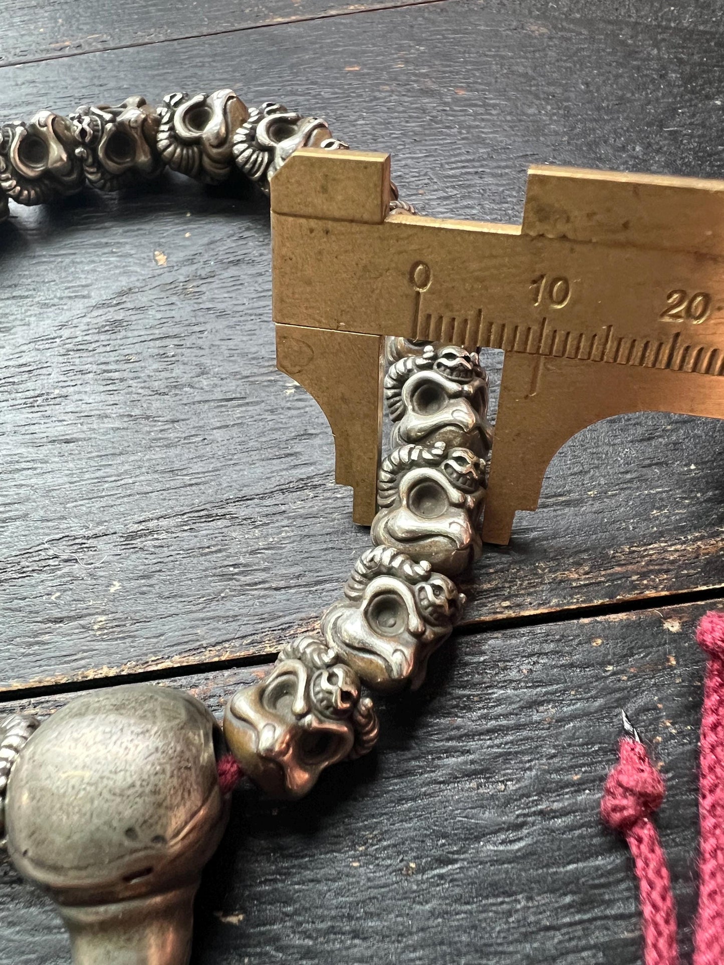 White Brass Garuda Skull Ritual Bracelet | Tibetan Buddhist Meditation Mala | Handcrafted Vajra Amulet for Protection | Himalayan Spiritual