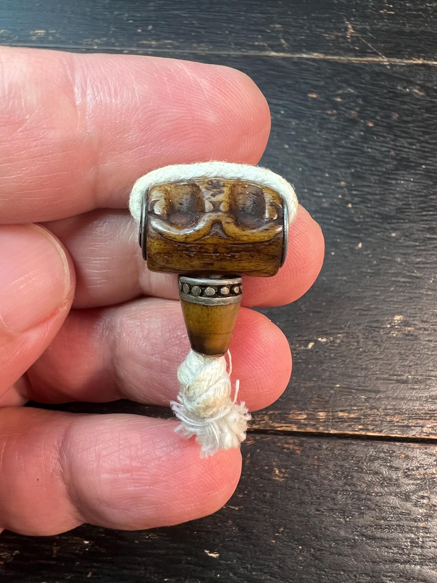 Hand-Carved Yak Bone Skull Guru Bead | Tibetan Mala Connector | Symbol of Impermanence & Protection