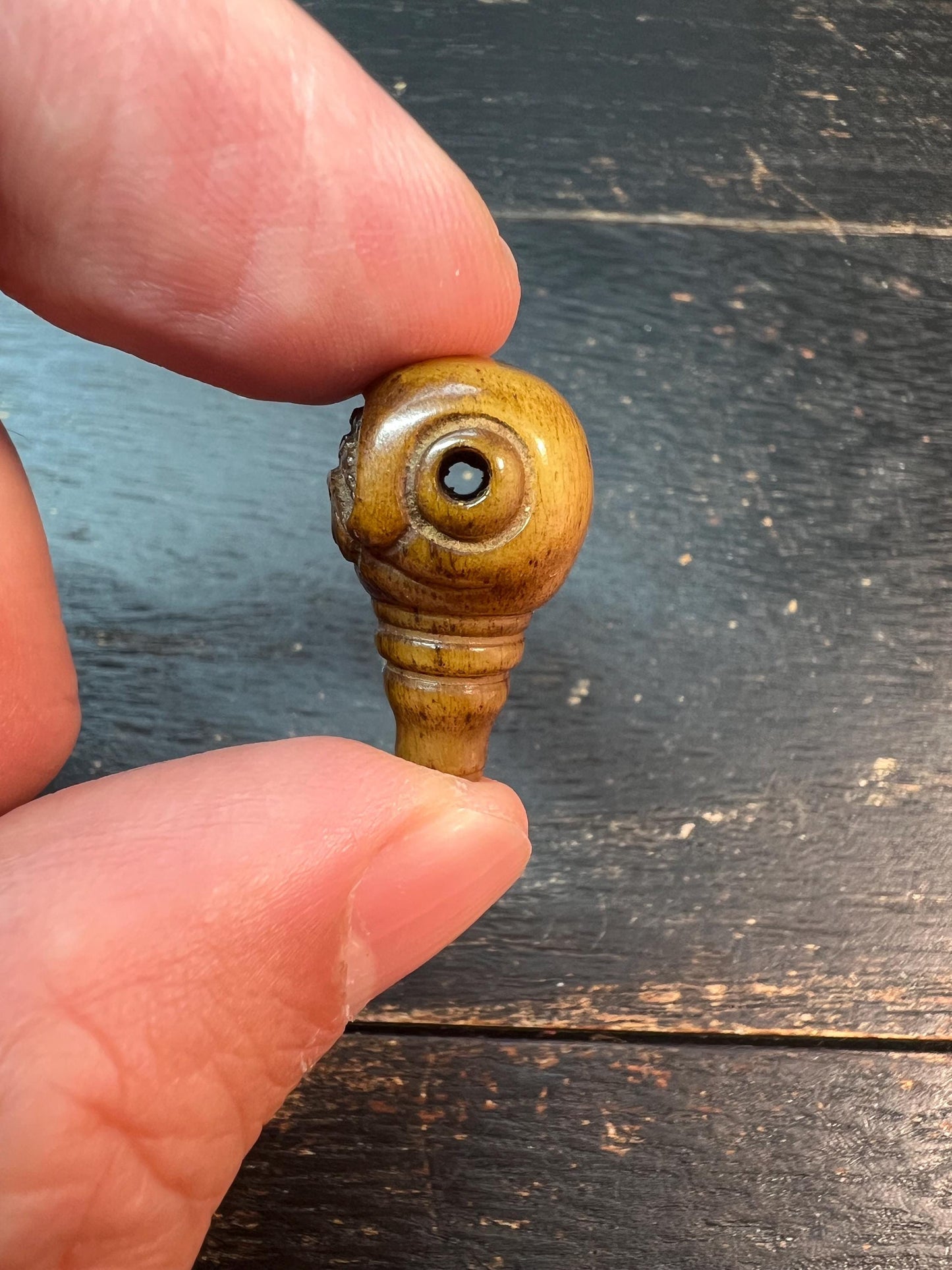 Tibetan Camel Bone Citipati Skull Guru Bead – Three-Way Connector, Hand-Carved