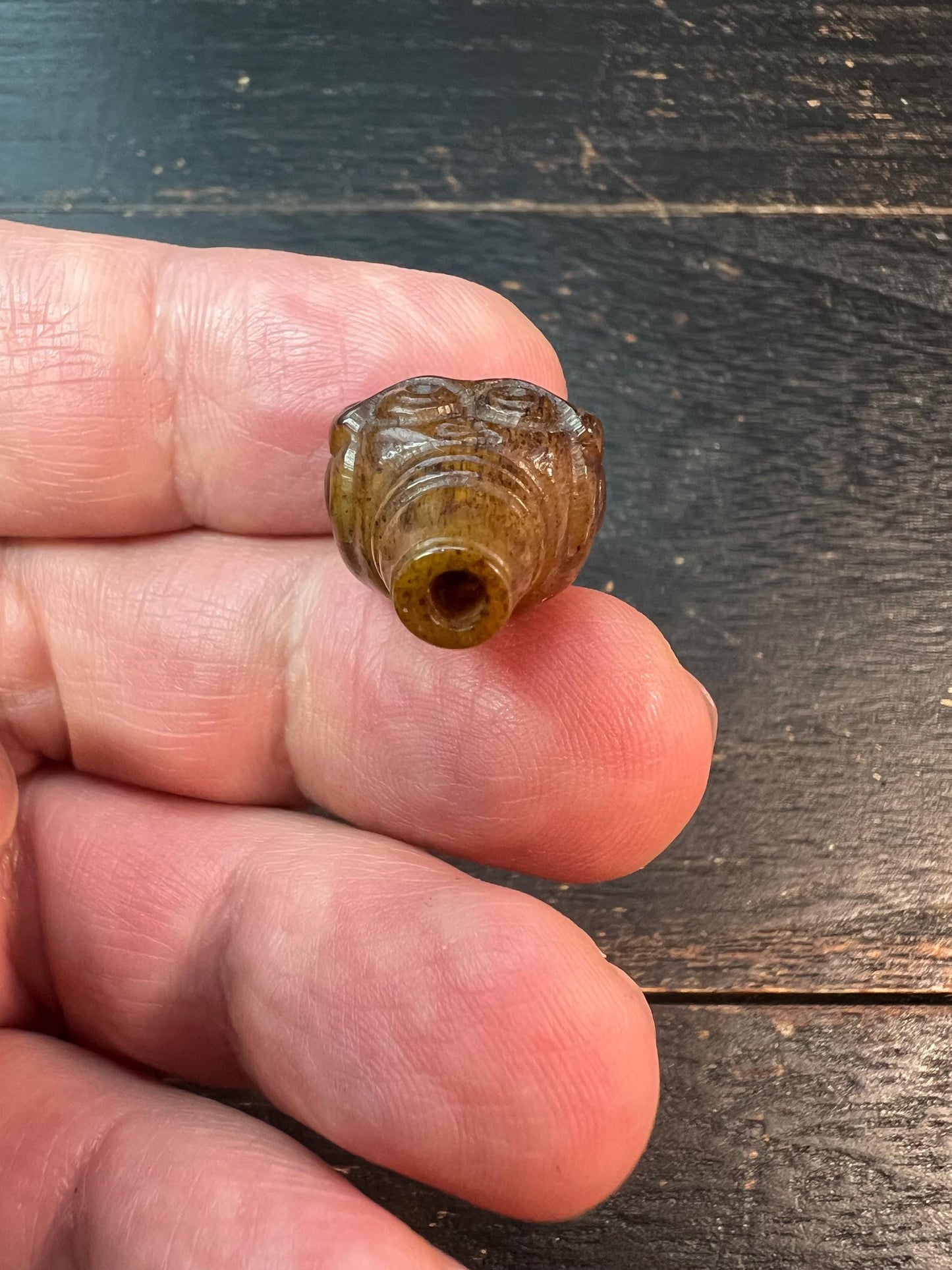 Tibetan Camel Bone Citipati Skull Guru Bead – Three-Way Connector, Hand-Carved