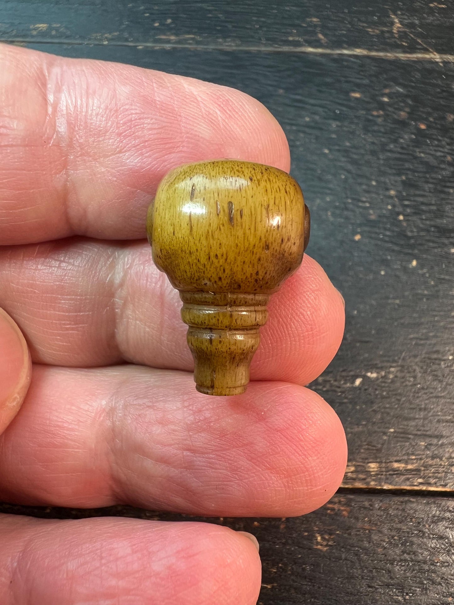 Tibetan Camel Bone Citipati Skull Guru Bead – Three-Way Connector, Hand-Carved