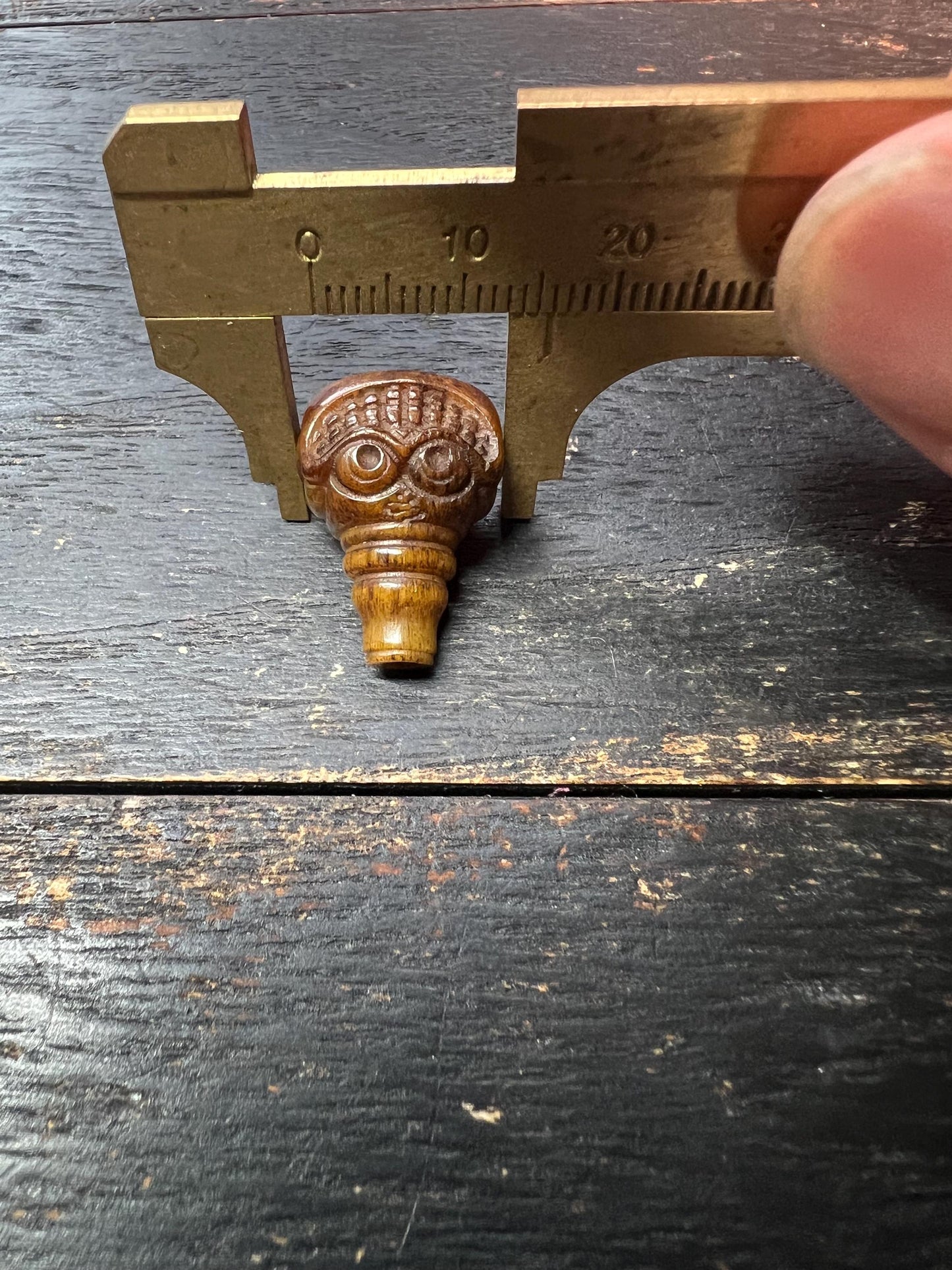 Tibetan Camel Bone Citipati Skull Guru Bead – Three-Way Connector, Hand-Carved