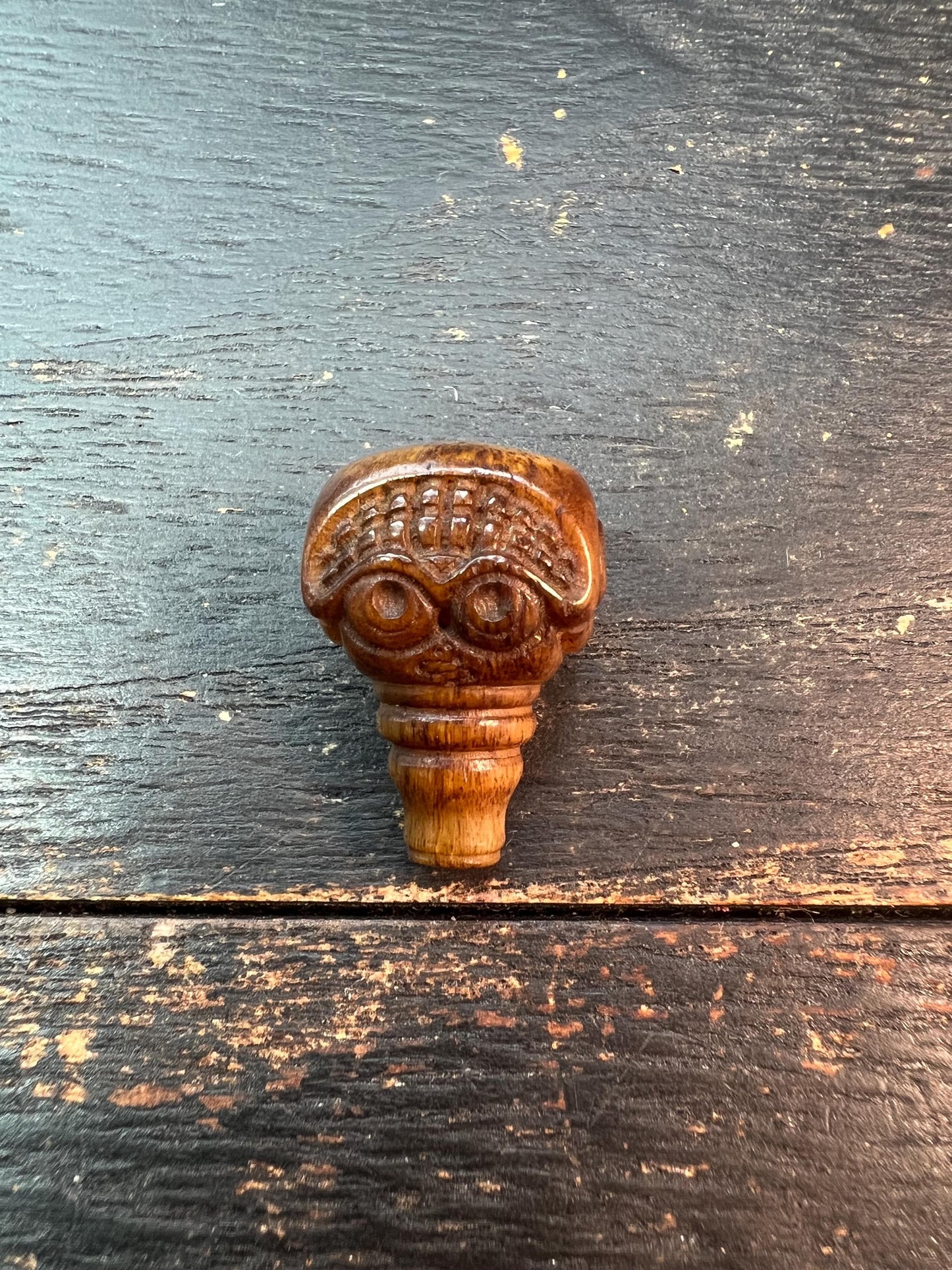 Tibetan Camel Bone Citipati Skull Guru Bead – Three-Way Connector, Hand-Carved