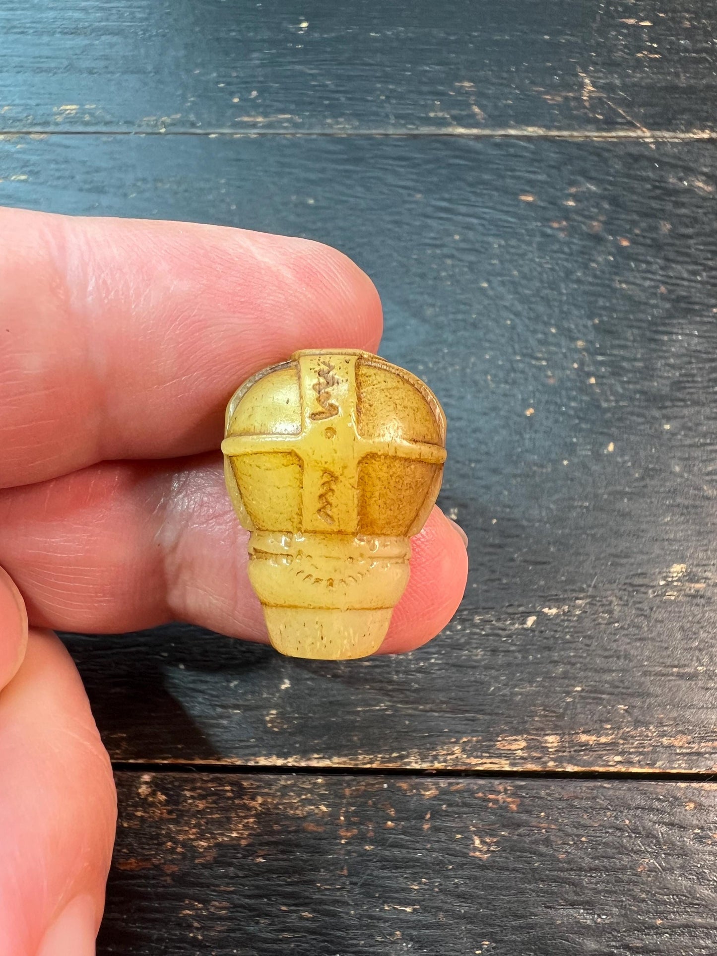 Artisan Camel Bone Guru Bead – Tibetan Style, Geometric or Symbolic Carving