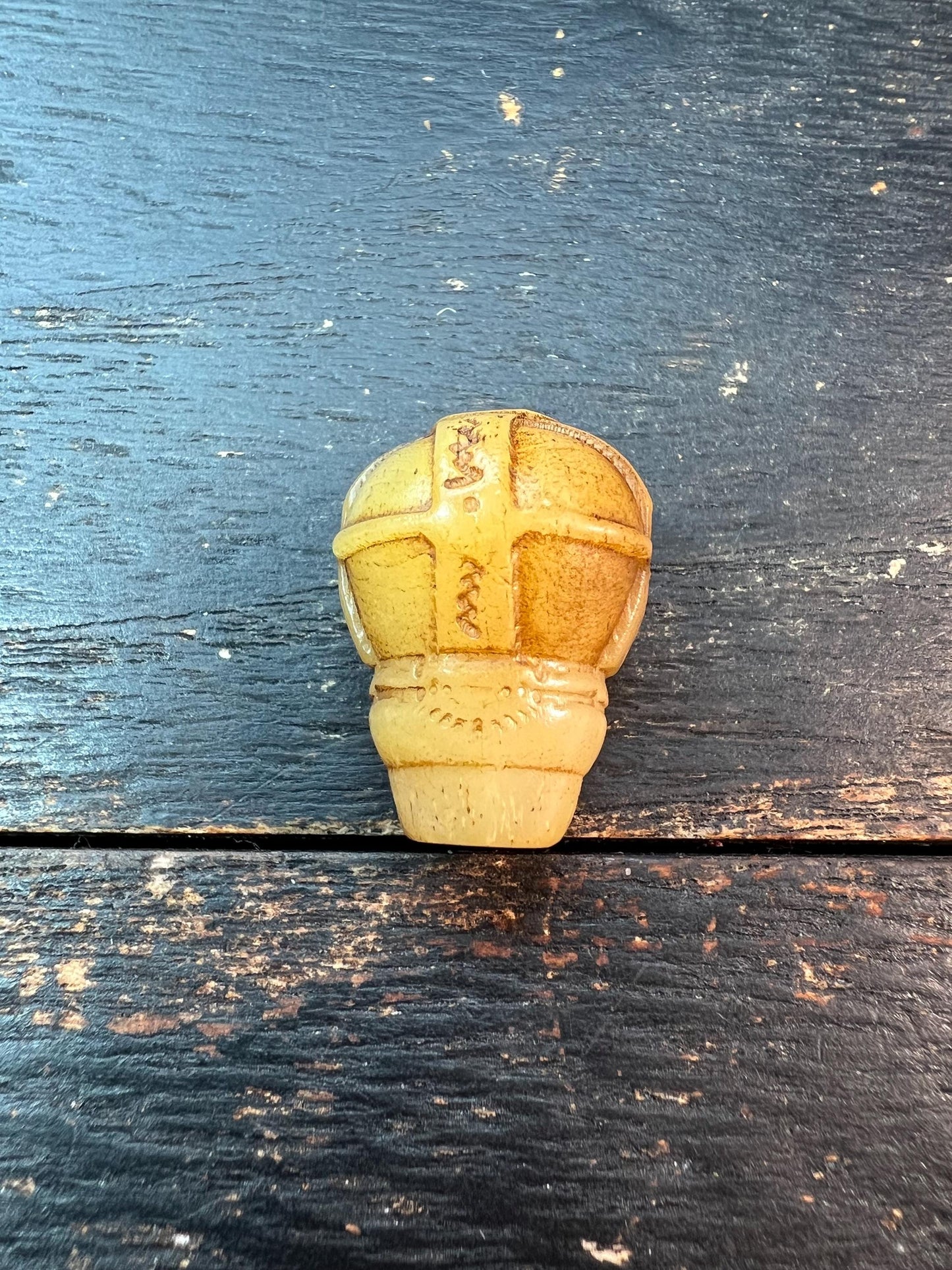 Artisan Camel Bone Guru Bead – Tibetan Style, Geometric or Symbolic Carving