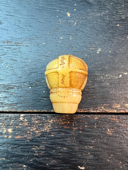 Artisan Camel Bone Guru Bead – Tibetan Style, Geometric or Symbolic Carving