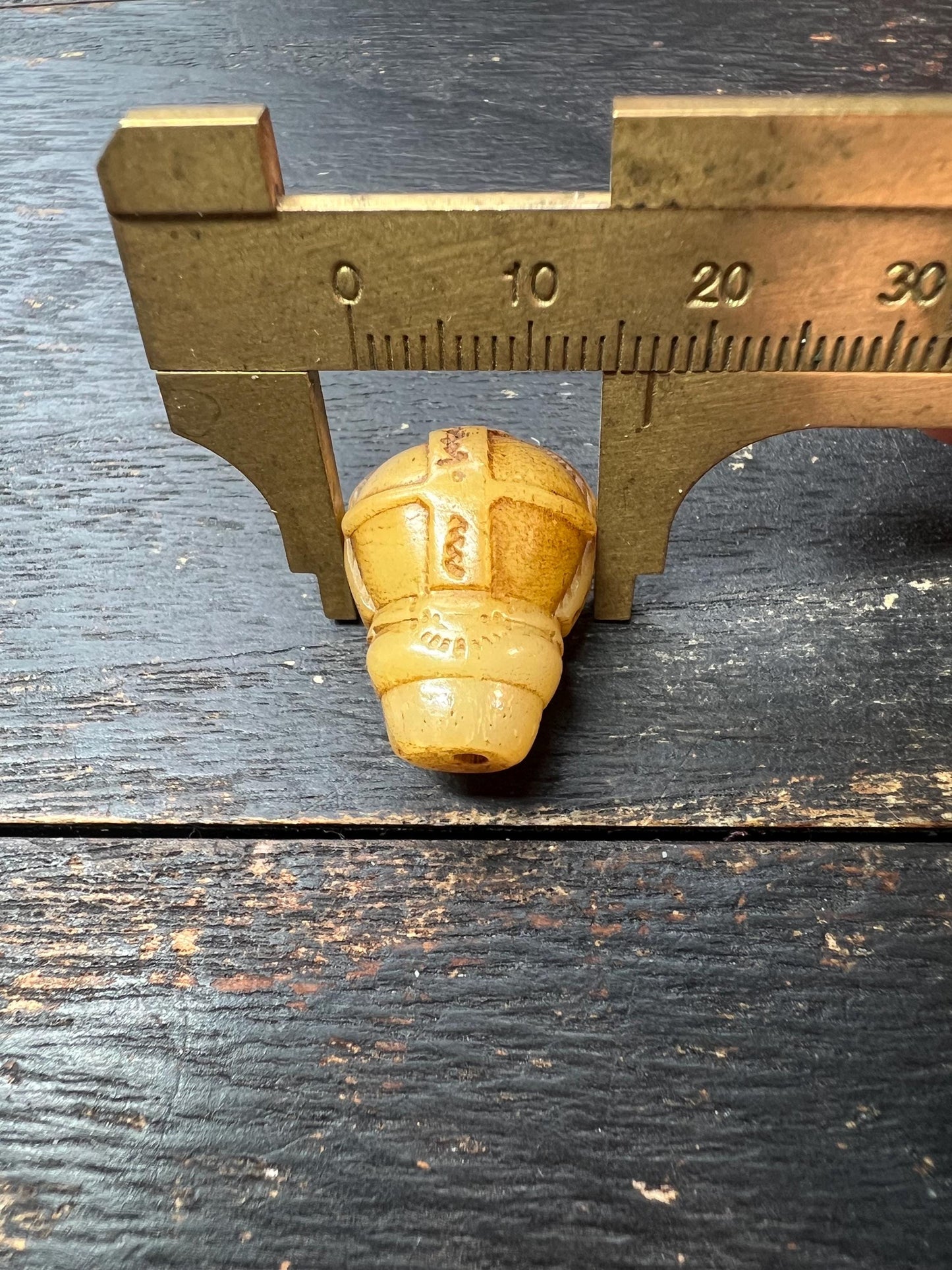 Artisan Camel Bone Guru Bead – Tibetan Style, Geometric or Symbolic Carving
