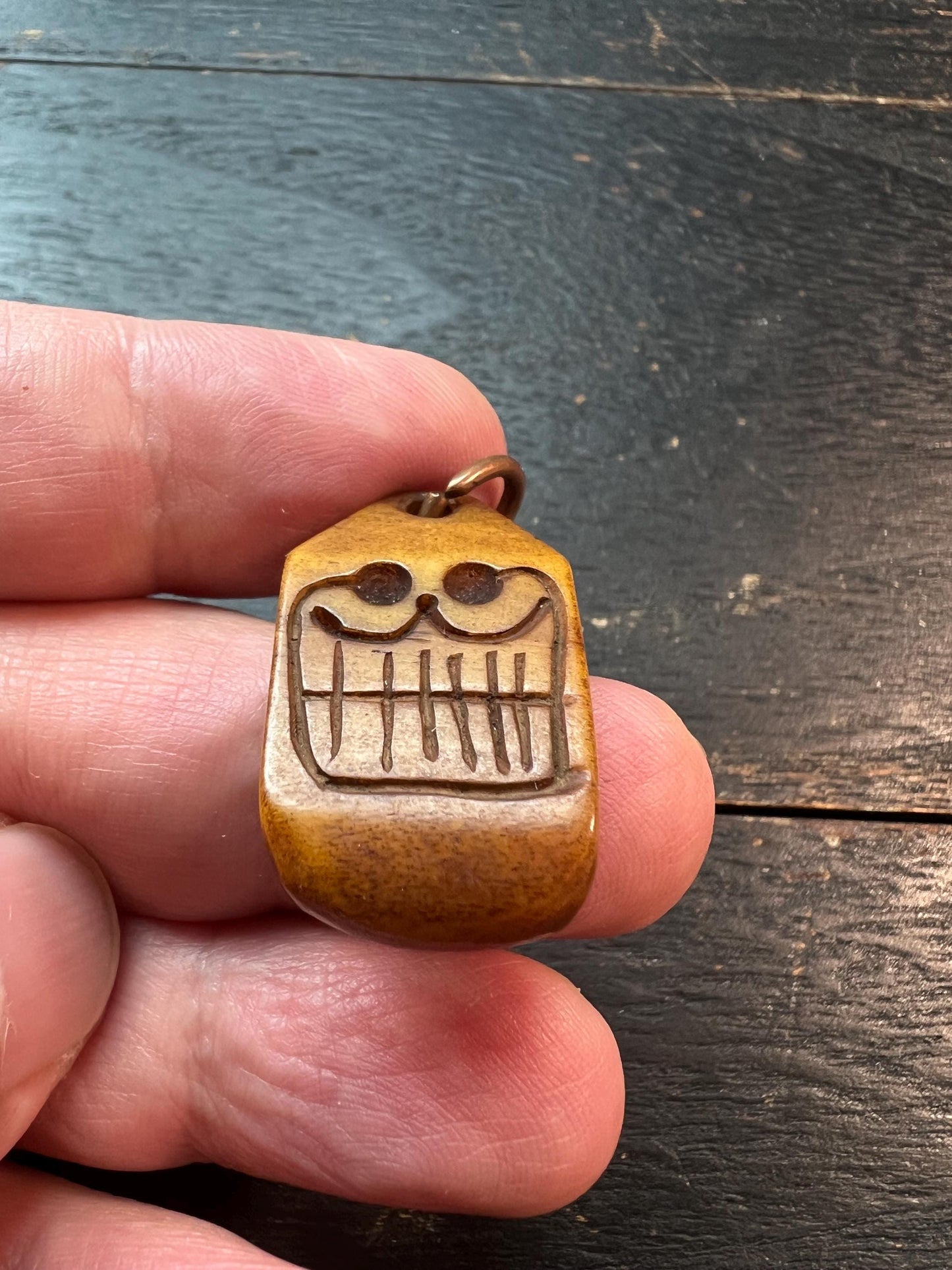 Handmade Nepal Tibet Buddhist Yak Bone Pendant – Carved Symbol Talisman Ornament – Unique Spiritual Jewelry