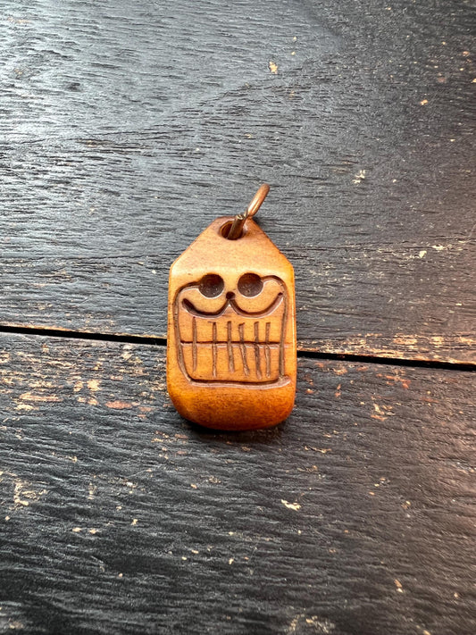Handmade Nepal Tibet Buddhist Yak Bone Pendant – Carved Symbol Talisman Ornament – Unique Spiritual Jewelry